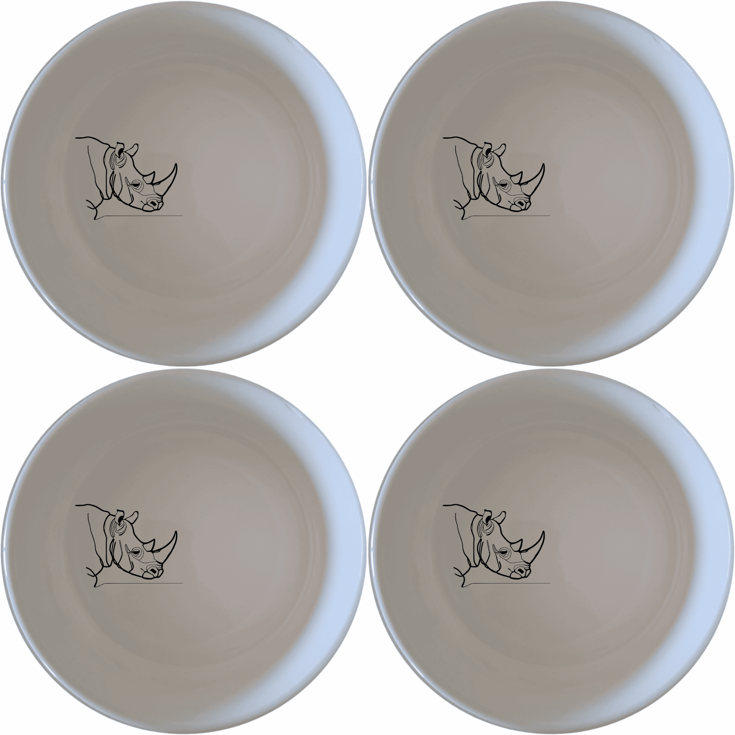 The Silhouette Big Five African Rhino Bowl Set of 4 features elegant designs perfect for any dining occasion.