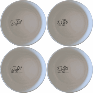 The Silhouette Big Five African Rhino Bowl Set of 4 features a striking silhouette design, perfect for adding a touch of wildlife elegance to your dining experience.