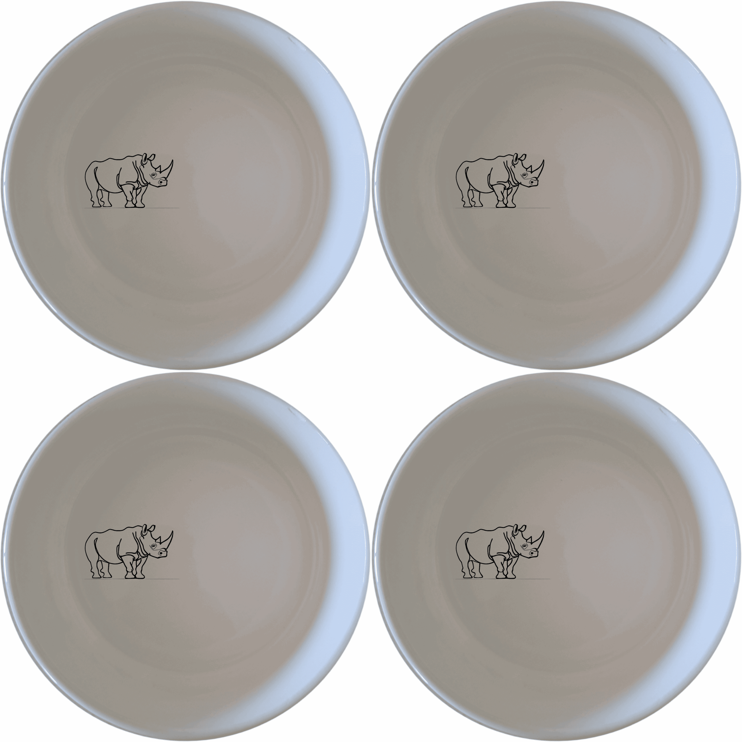 The Silhouette Big Five African Rhino Bowl Set of 4 features a striking silhouette design, perfect for adding a touch of wildlife elegance to your dining experience.