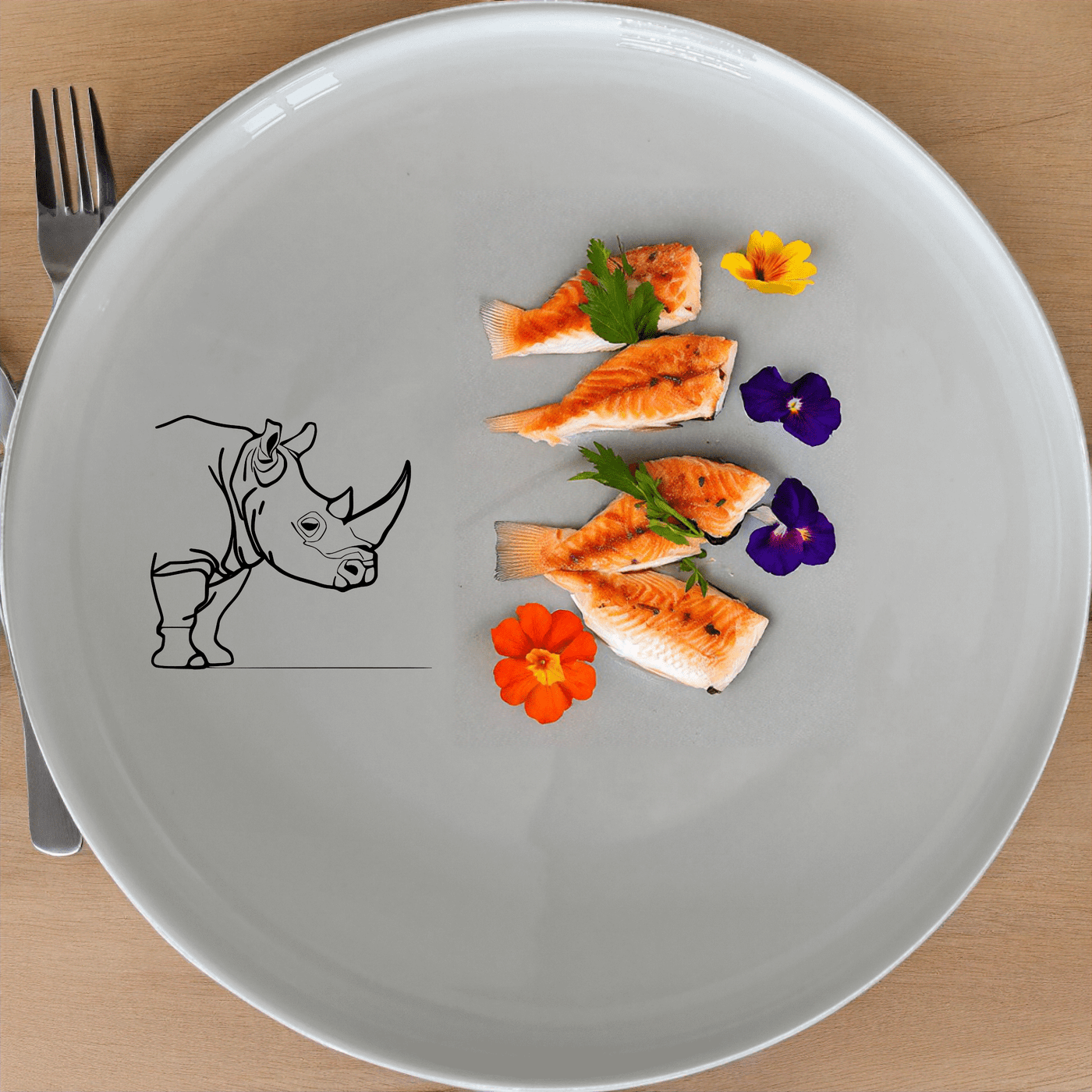 The Silhouette Big Five African Rhino Dinner Plate Set of 4 features a minimalist design perfect for modern dining. Each plate showcases a sleek African rhino silhouette, adding a touch of wildlife elegance to your table setting. Crafted from durable ceramic, these plates are microwave and dishwasher safe, making them ideal for everyday use or special occasions.