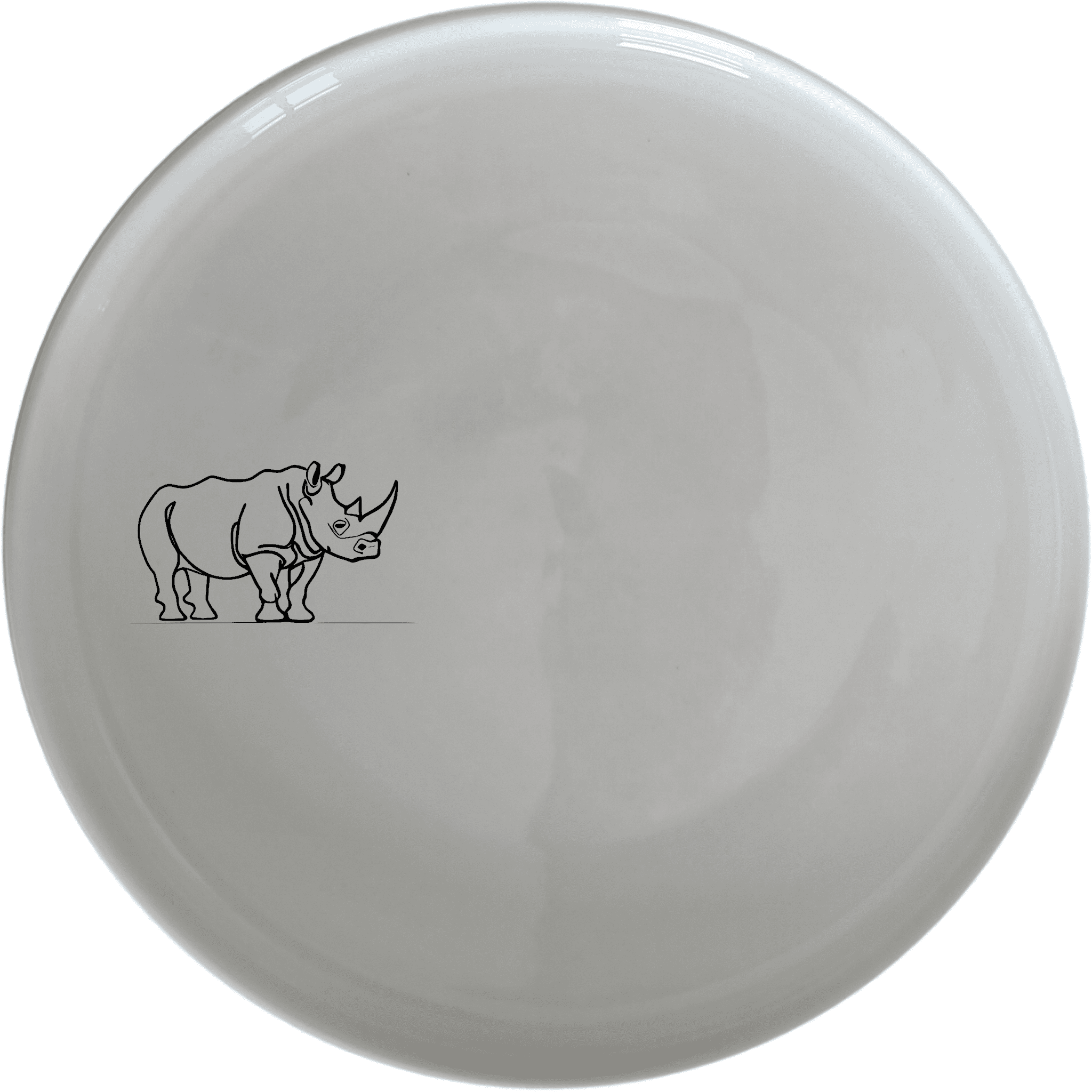 The Silhouette Rhino Dinner Plate Set of 4 features a striking black silhouette of an African rhino on a white ceramic plate, perfect for adding a touch of wildlife elegance to your dining table.