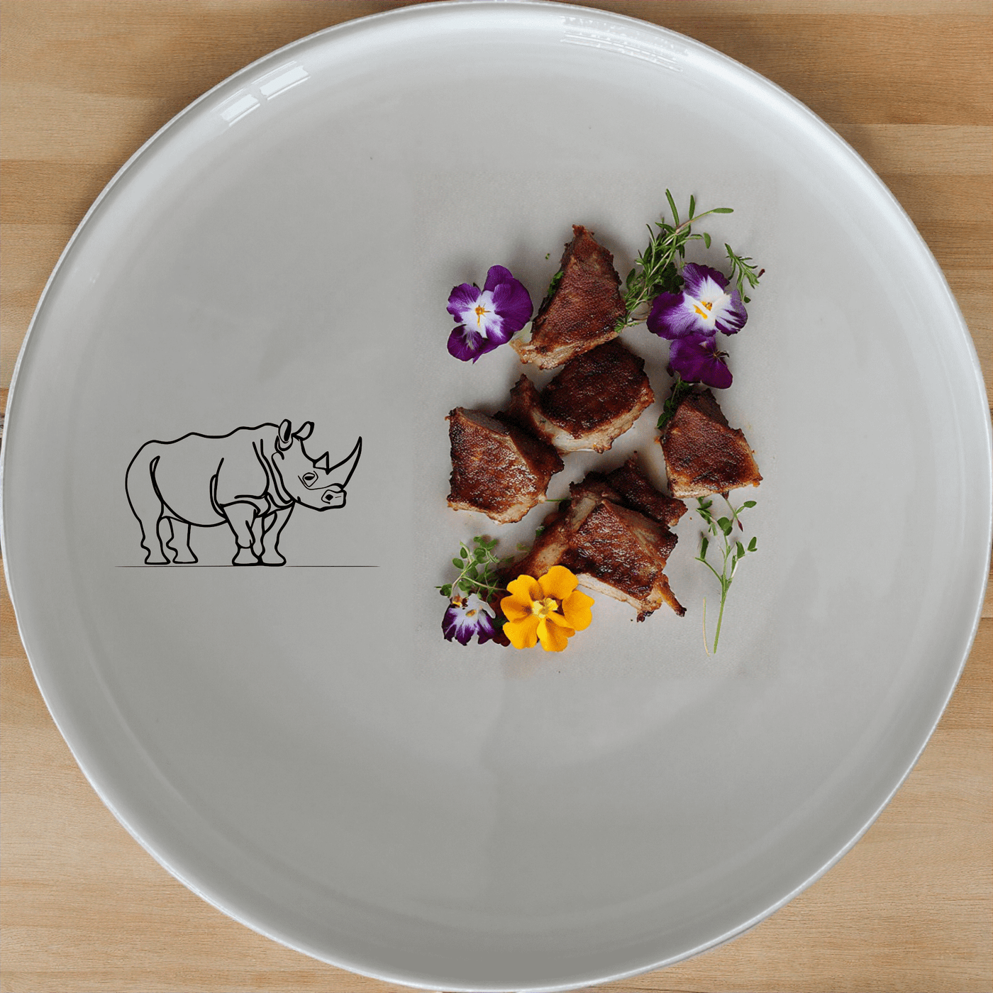 The Silhouette Rhino Side Plate Set of 4 features a striking rhino design, perfect for adding a touch of wildlife to your dining experience.