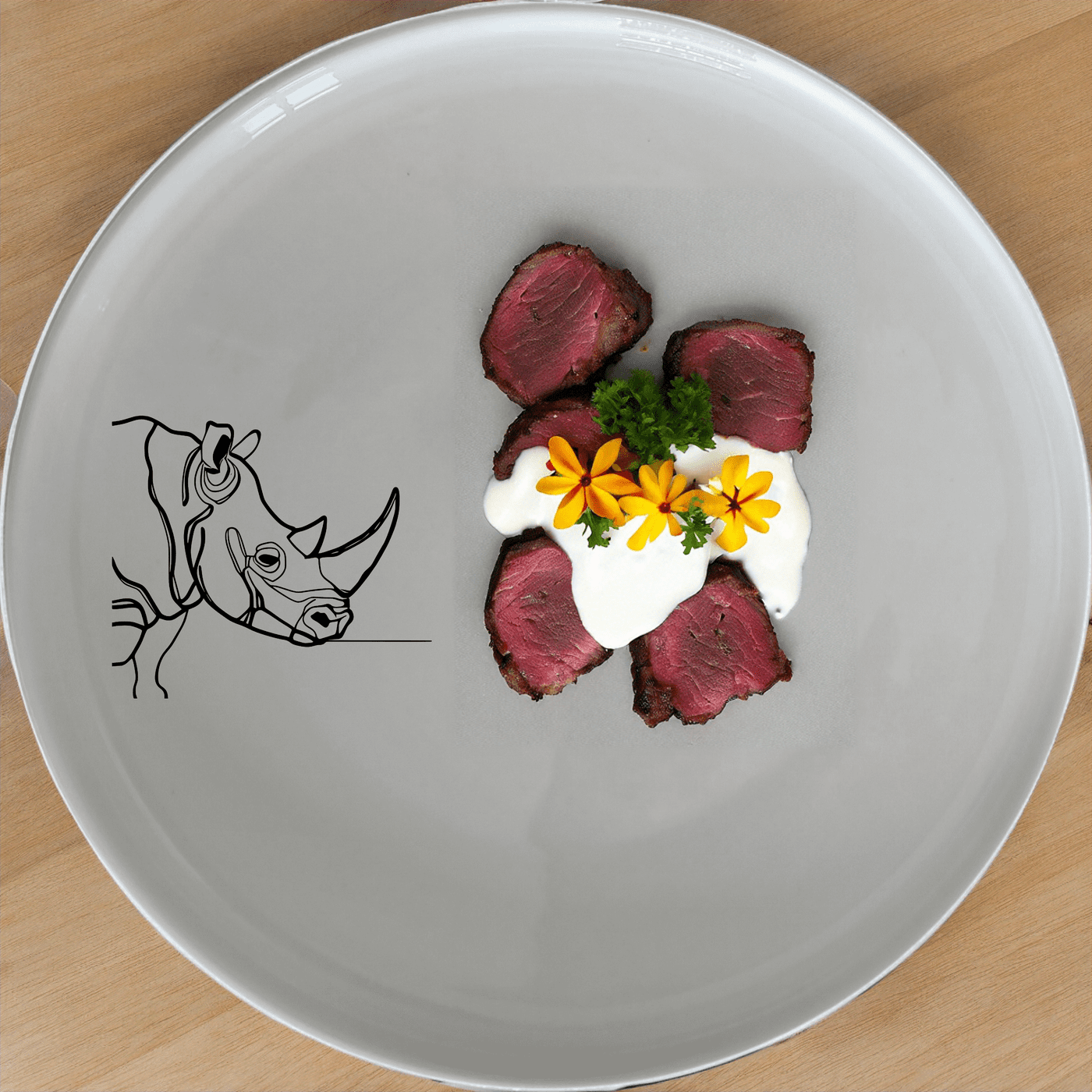 The Silhouette Big Five African Rhino Side Plate Set of 4 adds a touch of wildlife elegance to your dining table with its sleek, minimalist design.