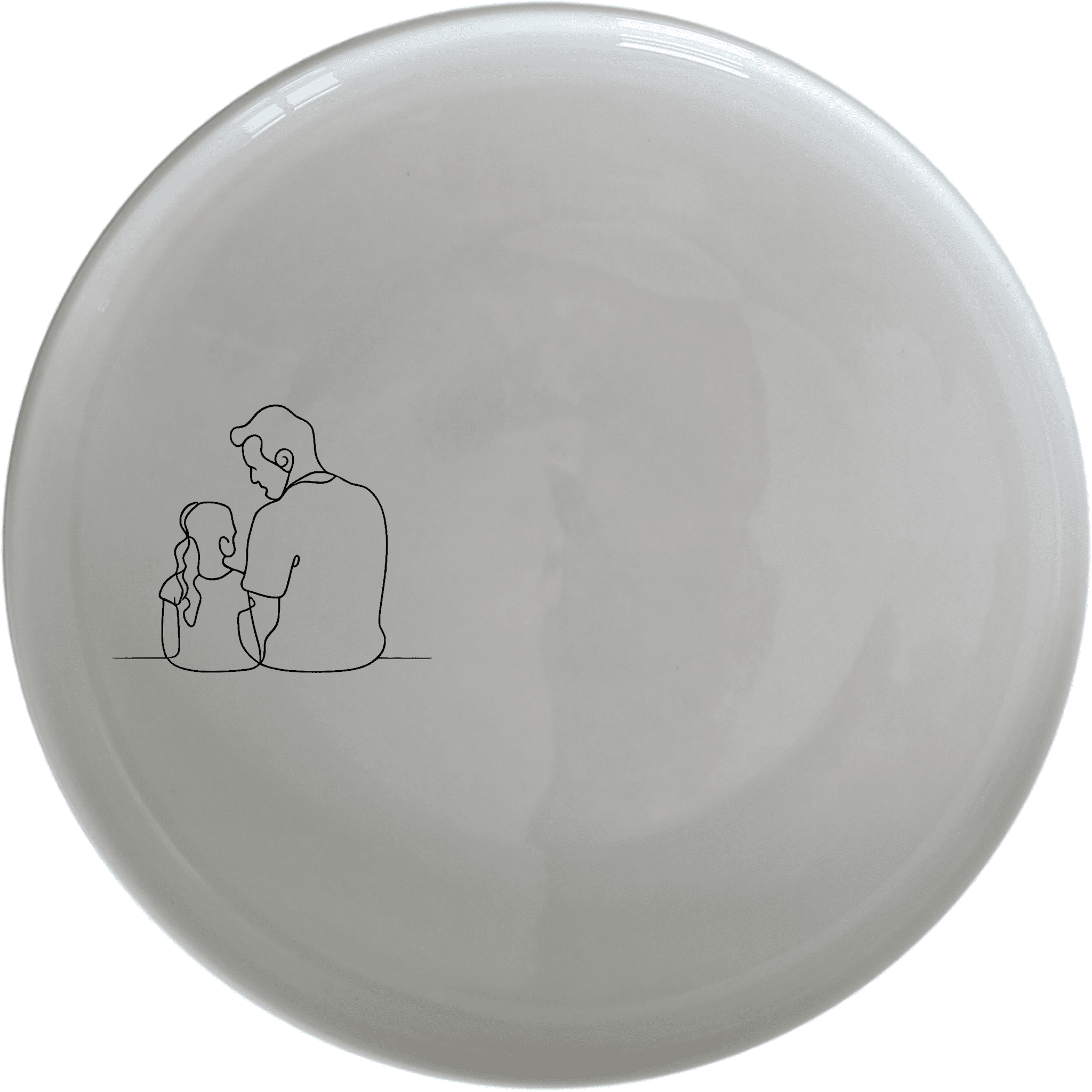 The Sillohette Father Daughter Side Plate Set of 4 - Range 1 is a beautifully designed set of four 21cm white ceramic side plates featuring a laser-etched silhouette of a father and daughter. Perfect for everyday use or special occasions, these plates are dishwasher and microwave safe.