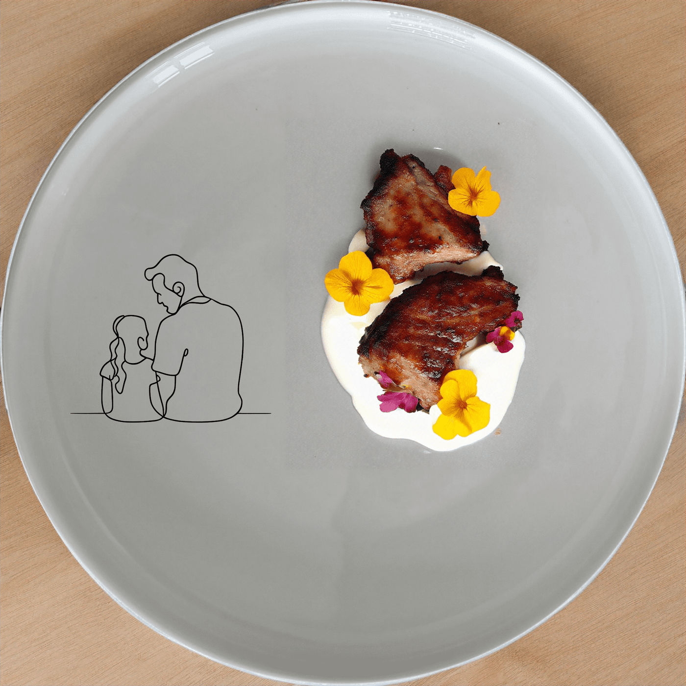 The Sillohette Father Daughter Side Plate Set of 4 - Range 1 is a beautifully designed set of four 21cm white ceramic side plates featuring a laser-etched silhouette of a father and daughter. Perfect for everyday use or special occasions, these plates are dishwasher and microwave safe.
