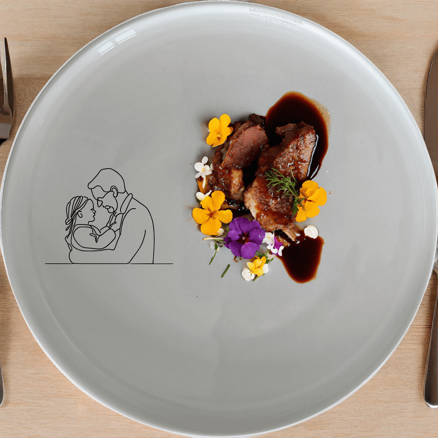 The Sillohette Father Daughter Side Plate Set of 4 - Range 2 is a charming and elegant addition to any dining table, perfect for everyday use or special occasions.