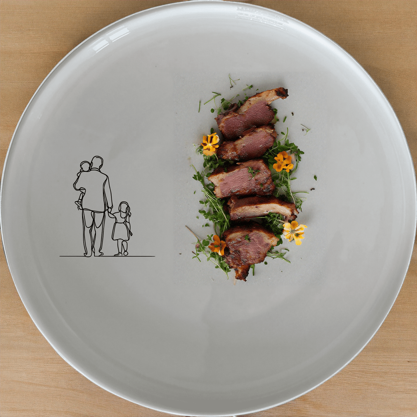 Sillohette Father Daughter Side Plate Set of 4 - Range 4 is a beautifully designed set of four 21cm white ceramic side plates featuring a laser-etched silhouette of a father and daughter. Perfect for everyday use or special occasions.