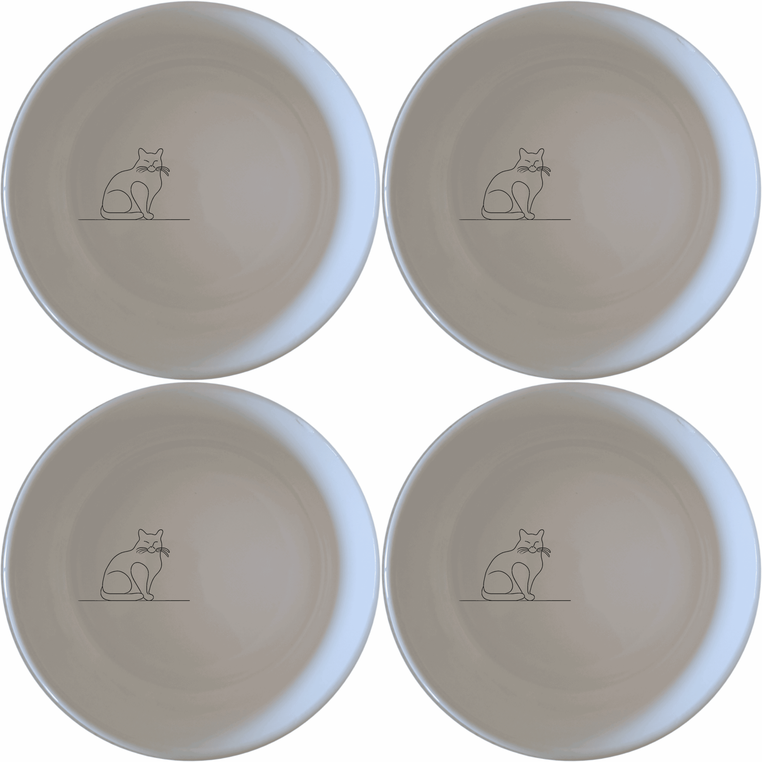 The Silhouette Fat Curvey Cat Bowl Set of 4 - Range 1 is a charming and functional addition to any kitchen, perfect for cat lovers who appreciate minimalist design and quality craftsmanship.