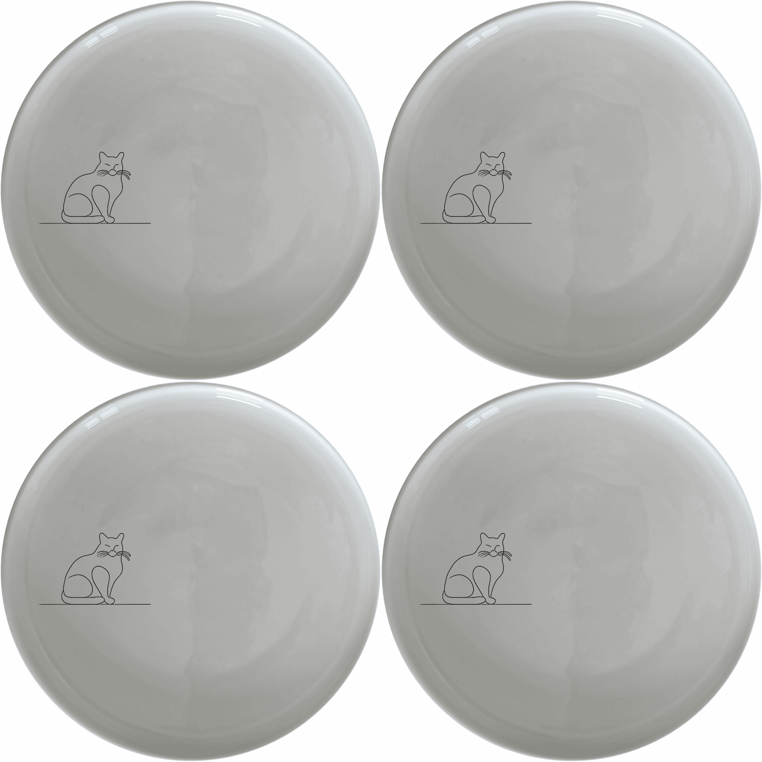 The Silhouette Fat Curvey Cats Dinner Plate Set of 4 - Range 1 features a charming, minimalist design perfect for modern homes.
