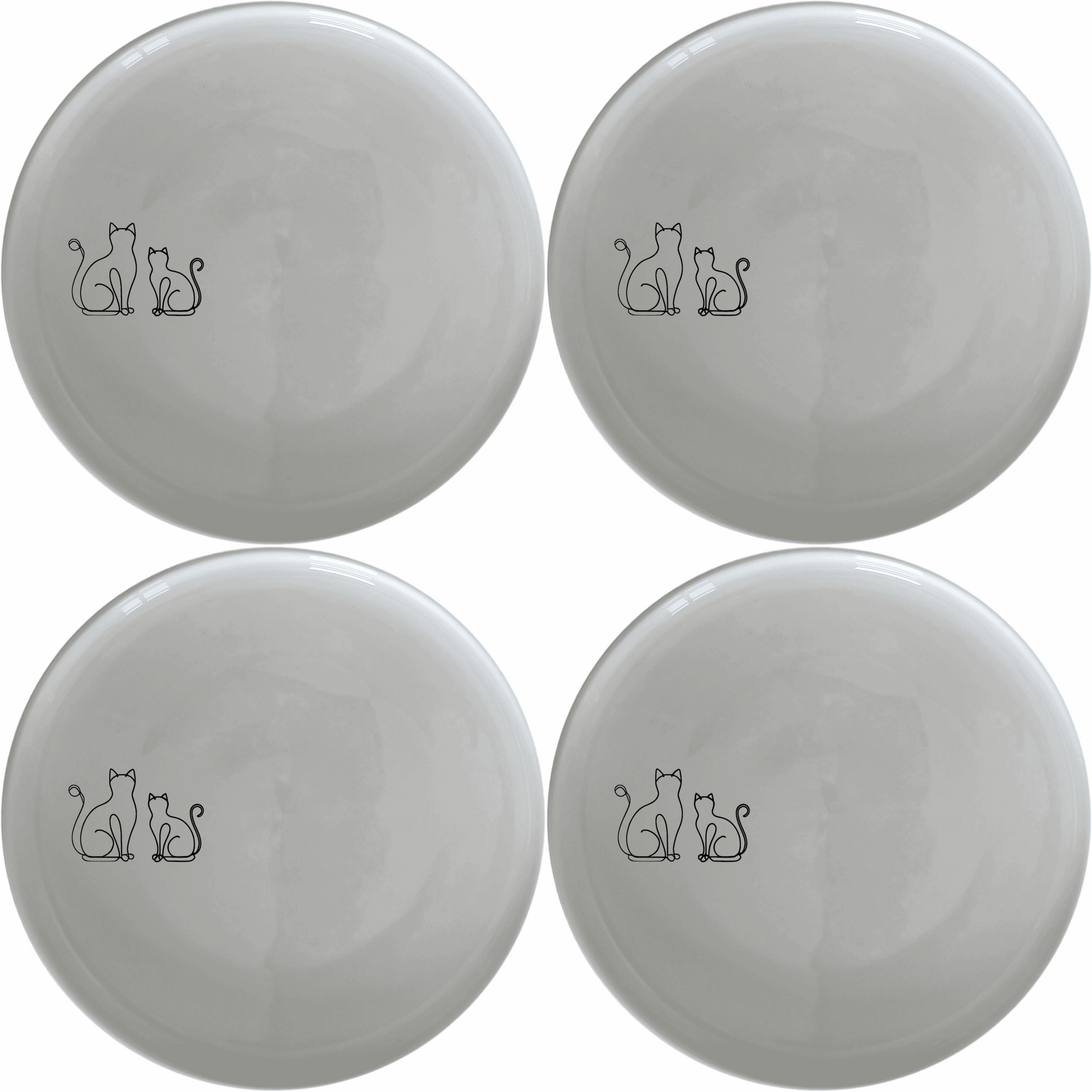 The Silhouette Fat Curvey Cats Dinner Plate Set of 4 - Range 4 features charming cat silhouettes in a sleek, modern design, perfect for everyday use or special occasions.