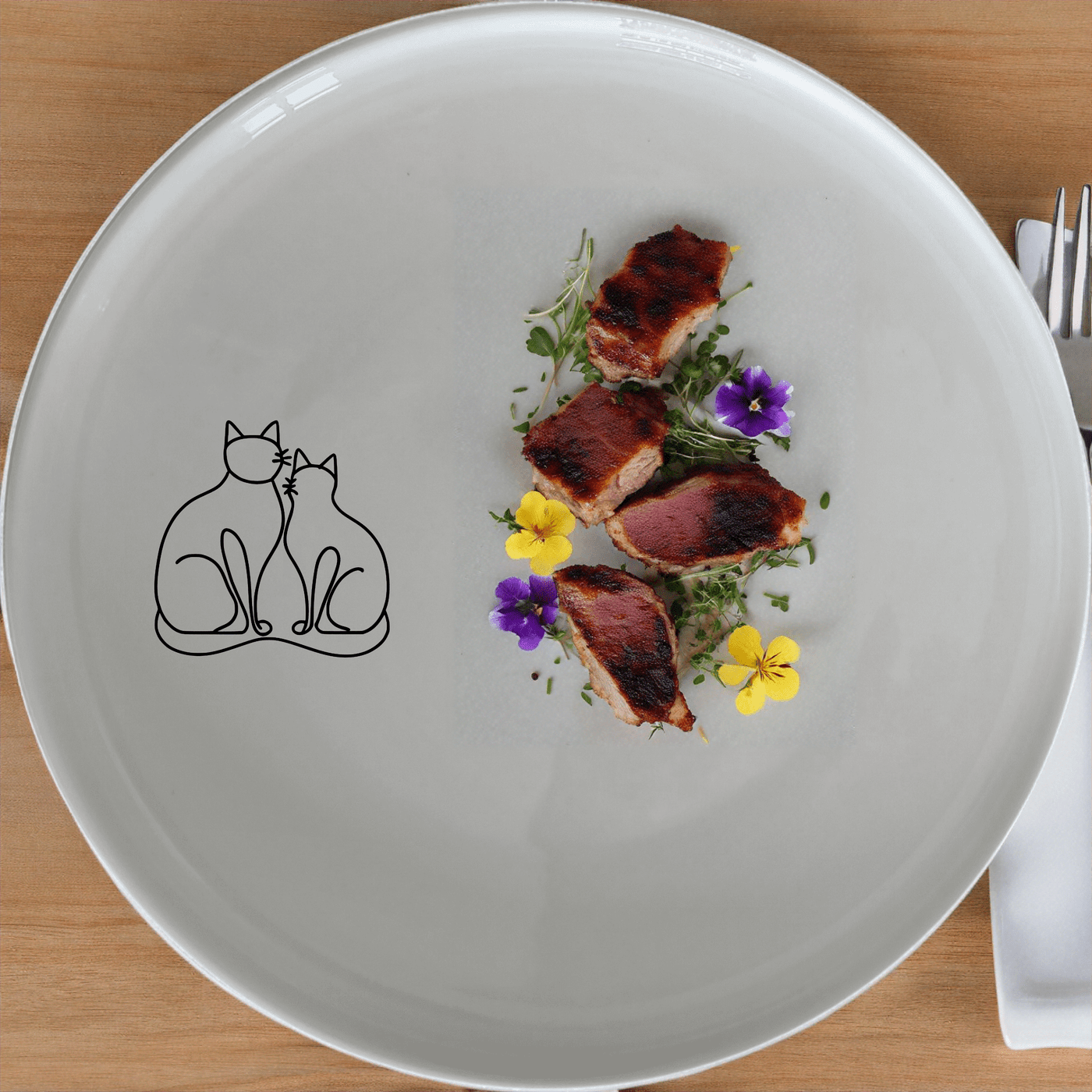 The Silhouette Fat Curvey Cats Dinner Plate Set of 4 - Range 3 features a charming design perfect for cat lovers. These elegant plates add a touch of whimsy to any dining table.