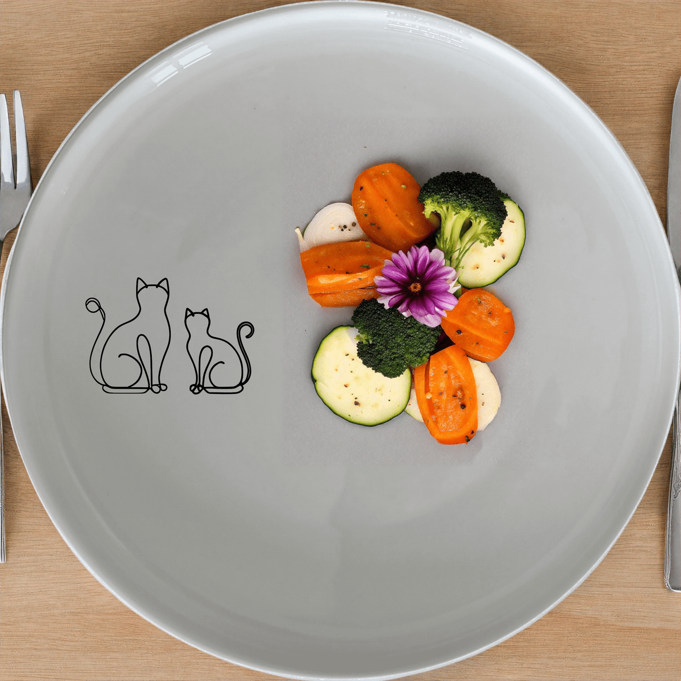 Fat Curvey Cats Side Plate Set of 4 - Range 4 is a charming and stylish addition to any dining set, perfect for cat lovers.