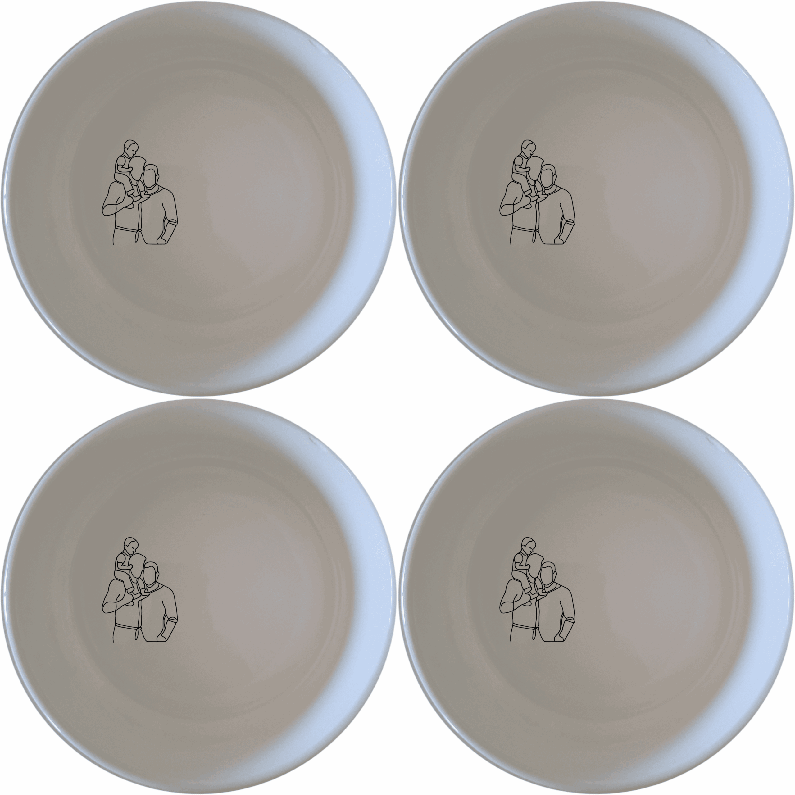 The Gay Dads and Child Bowl Set of 4 - Range 1 features a unique design that celebrates modern family structures with elegant simplicity.