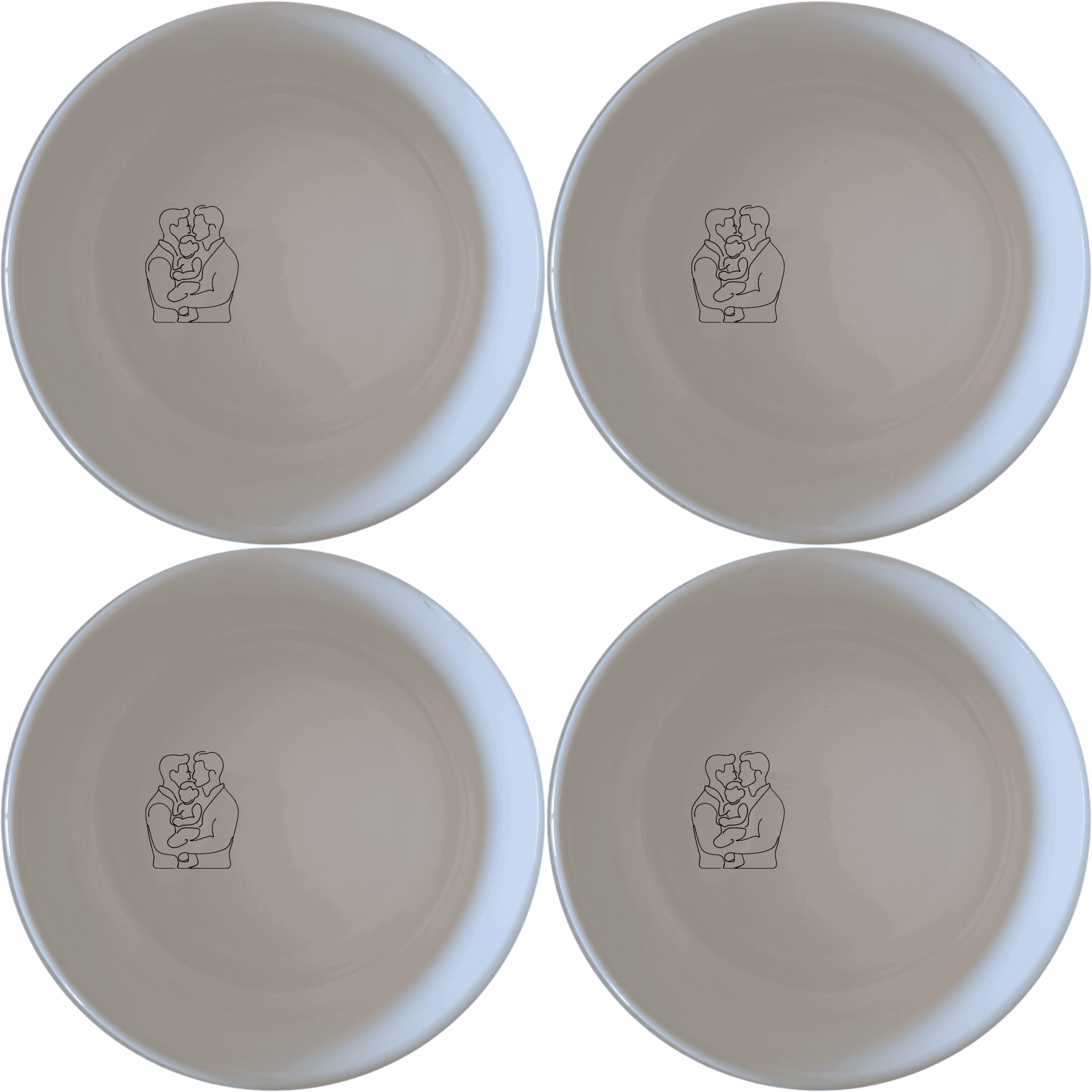The Gay Dads Child Bowl Set of 4 - Range 2 is a charming and modern addition to any kitchen, featuring a unique design that celebrates family love and inclusivity.