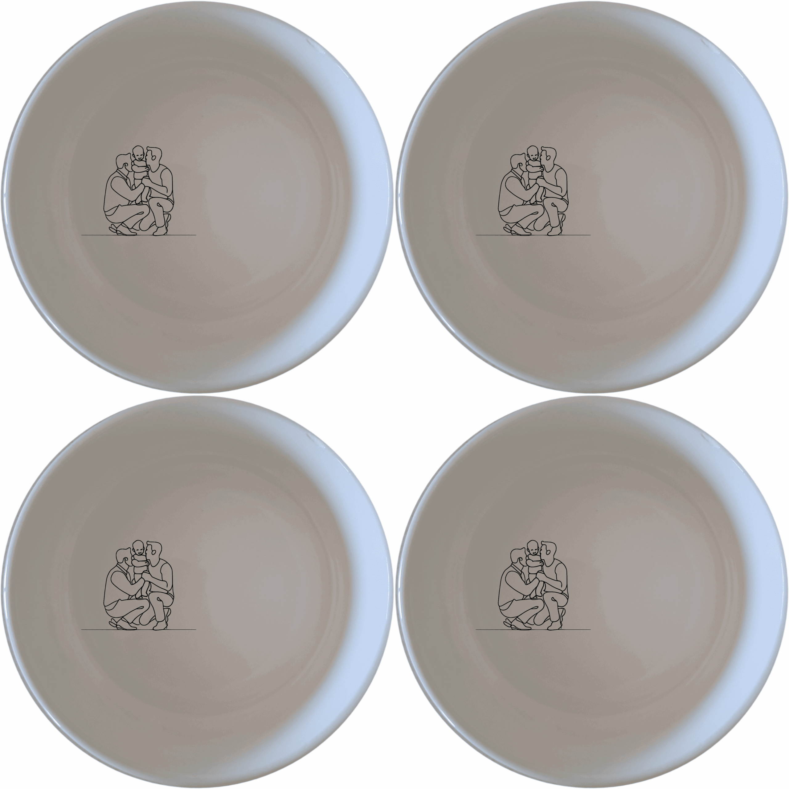 The Gay Dads and Child Bowl Set of 4 - Range 3 offers a unique and heartwarming design perfect for any kitchen. Crafted from premium ceramic, these bowls are both functional and stylish, making them ideal for everyday use or special occasions.