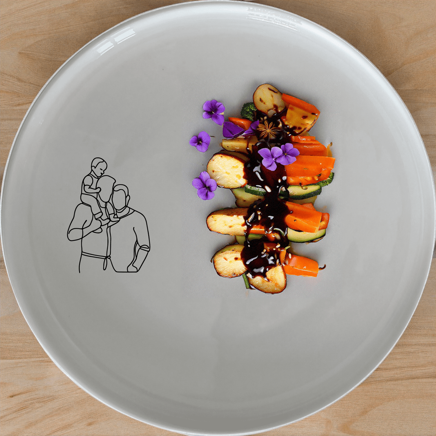The Gay Dads and Child Dinner Plate Set of 4 - Range 1 features a unique design that celebrates family diversity. Crafted from durable ceramic, these plates are perfect for everyday use and special occasions.