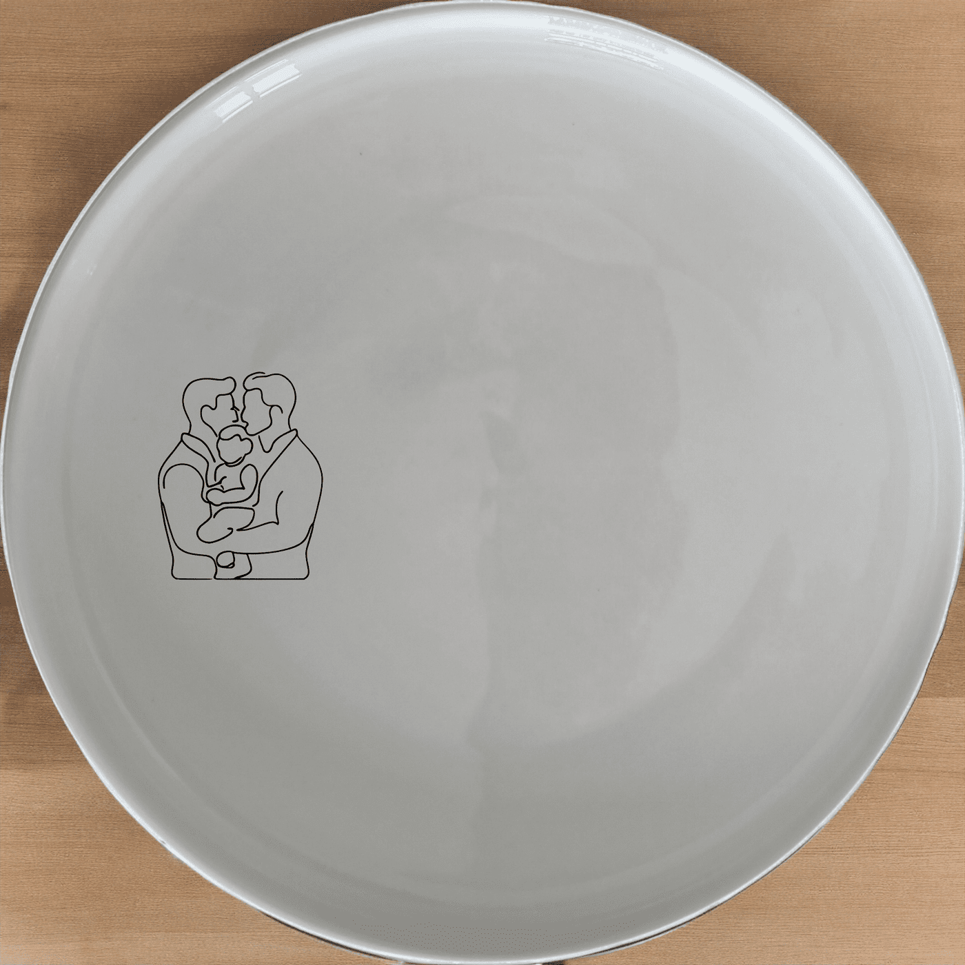 The Gay Dads Child Dinner Plate Set of 4 is a charming and modern dinnerware collection, perfect for everyday use or special occasions.