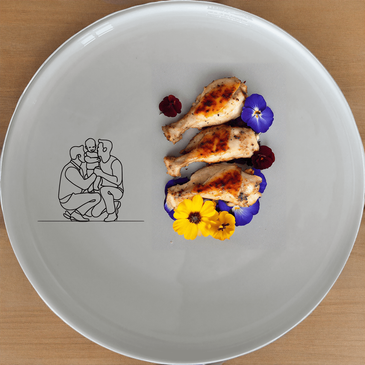 The Gay Dads Child Side Plate Set of 4 - Range 3 features a modern, minimalist design perfect for everyday use and special occasions.