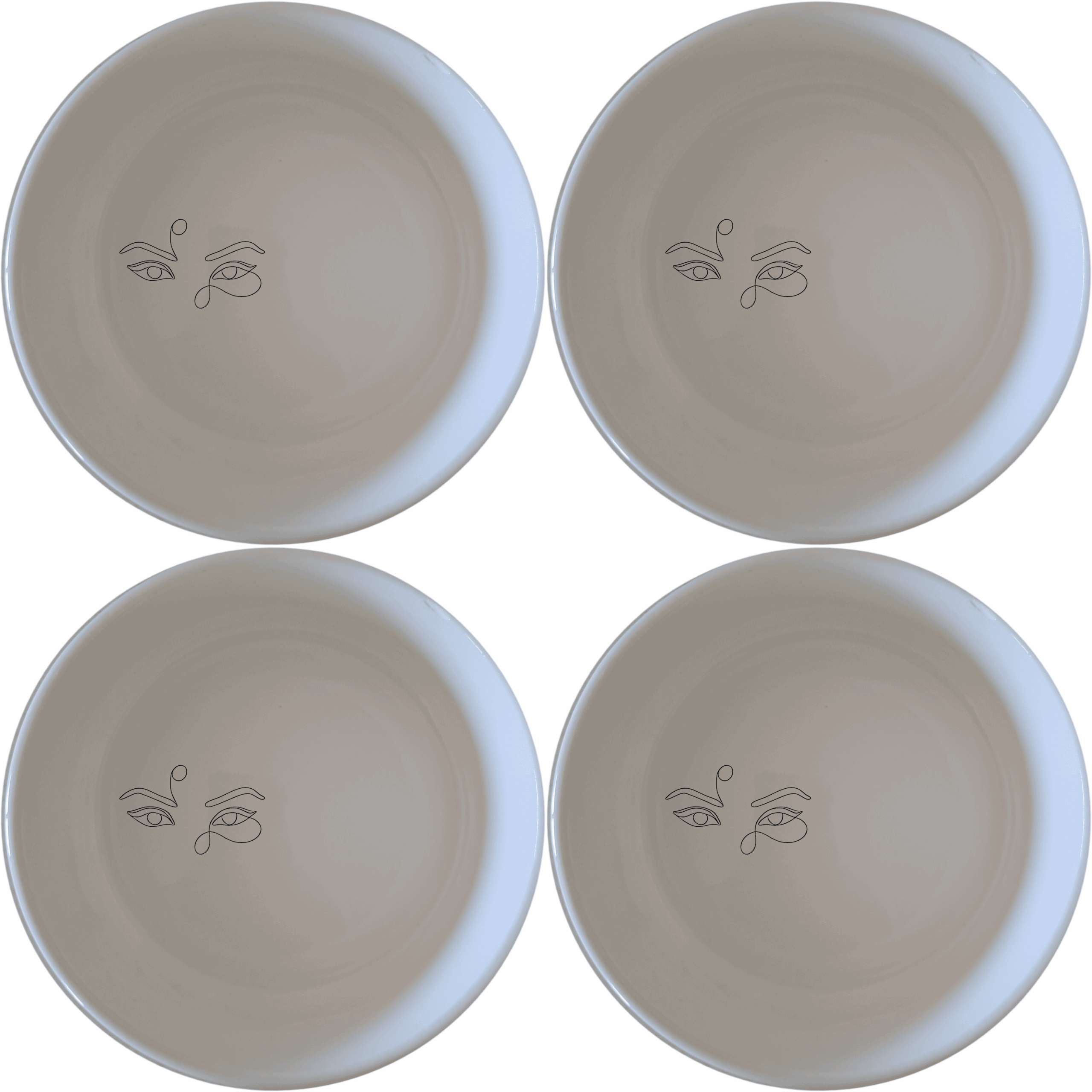 The Smokey Glaring Womens Eyes Bowl Set of 4 - Range 1 features a striking design with smokey, glaring women's eyes, perfect for adding a bold artistic touch to your dining experience.