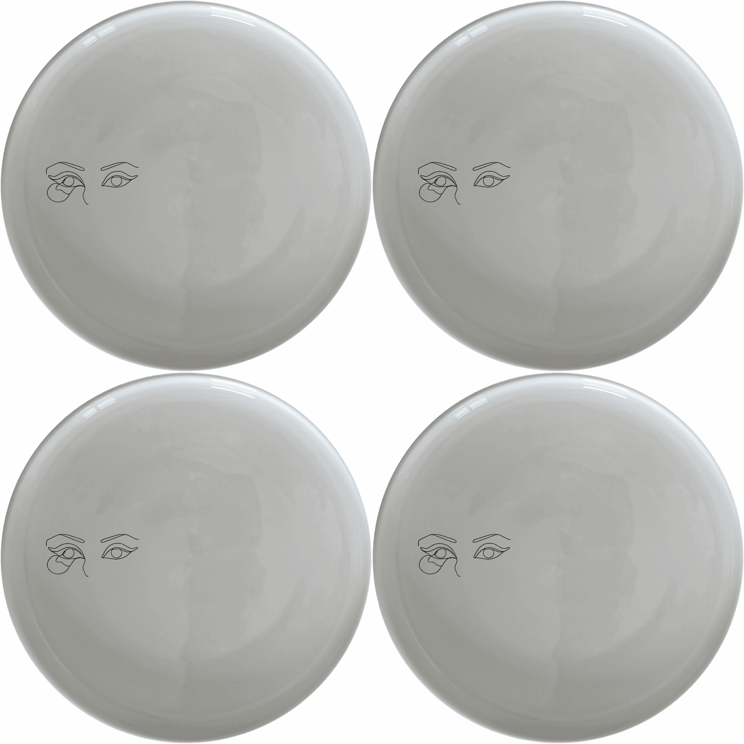 Smokey Glaring Womens Eyes Dinner Plate Set of 4 - Range 3 adds a bold artistic touch to your dining table with striking eye designs.