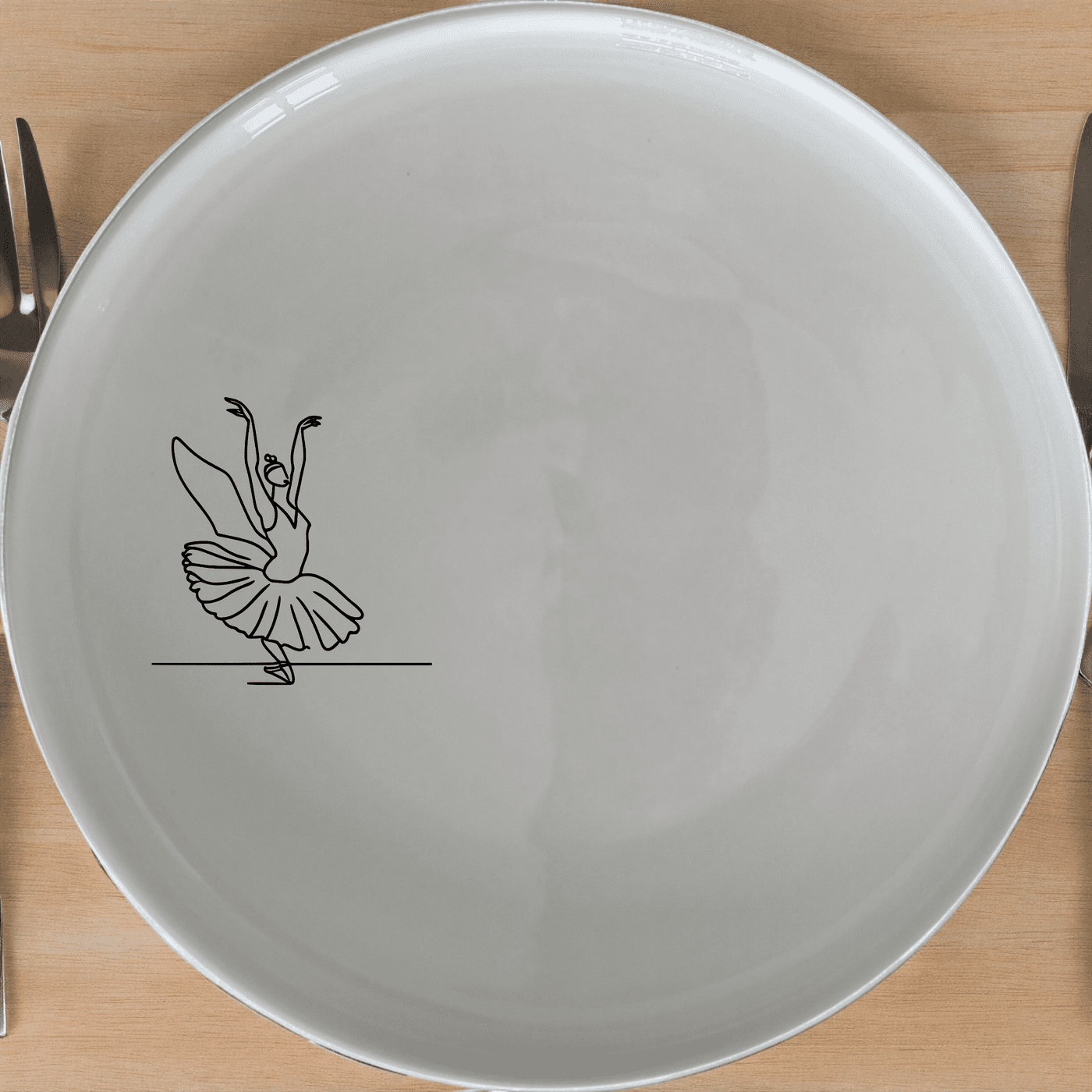 Swan Ballet Dancer Dinner Plate Set of 4 - Range 1 is a stunning set of four dinner plates featuring an elegant swan morphing into a ballet dancer design.