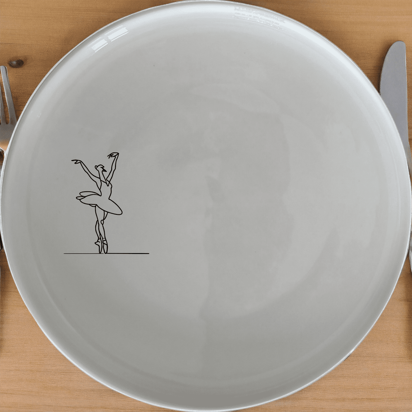 Swan Ballet Dancer Dinner Plate Set of 4 - Range 4 is a stunning set of four elegant white ceramic dinner plates featuring a graceful swan morphing into a ballet dancer design.
