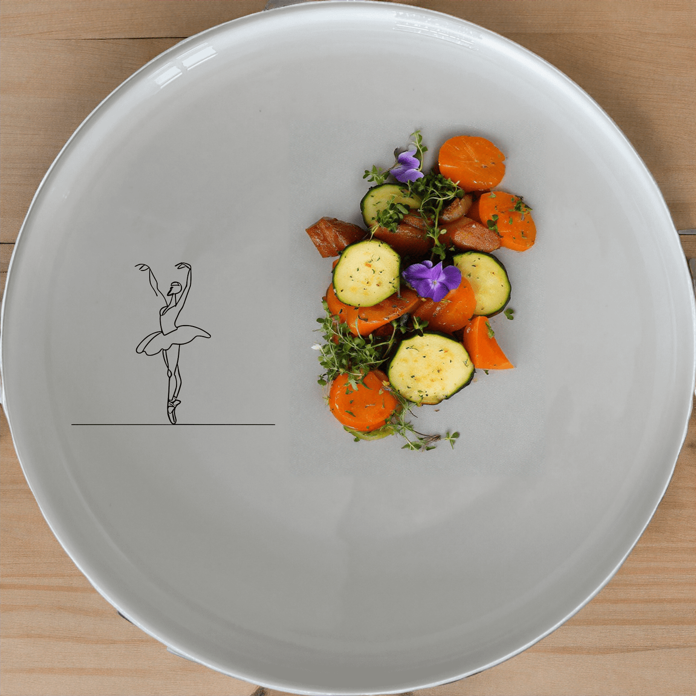 Swan Ballet Dancer Side Plate Set of 4 - Range 3 is a stunning set of four white ceramic plates featuring an elegant swan morphing into a ballet dancer design.