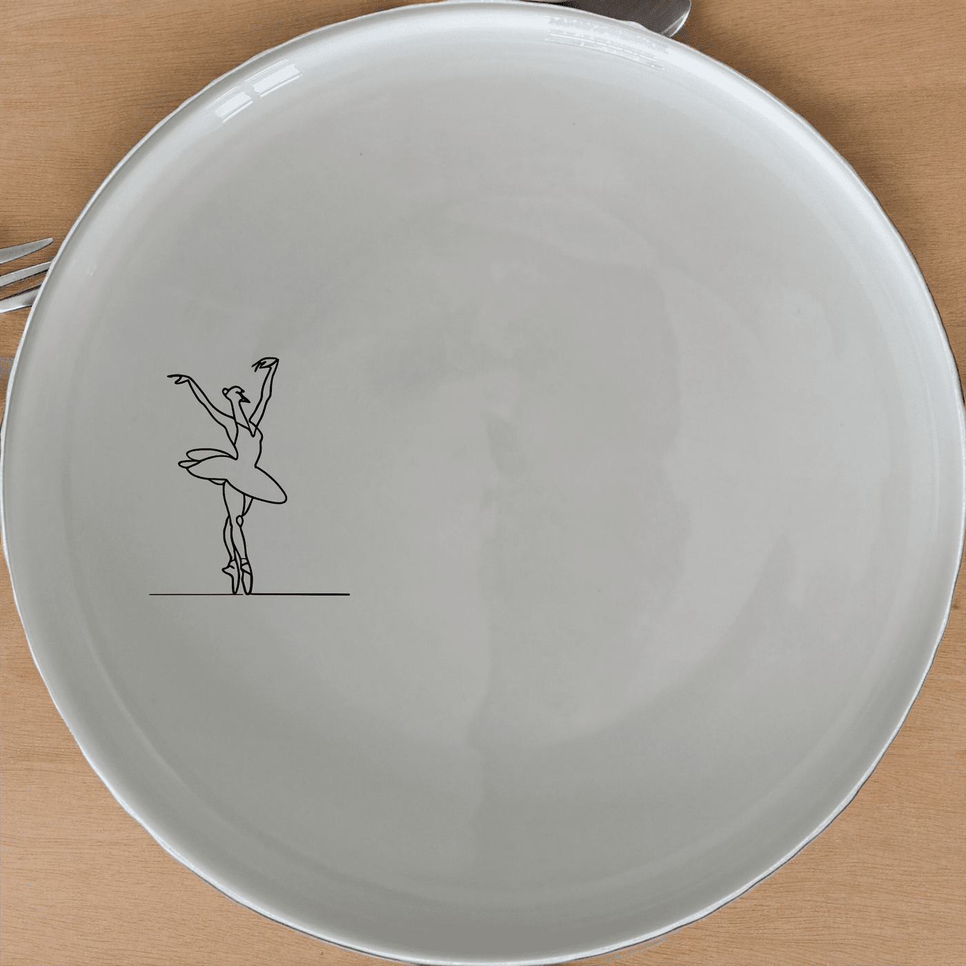Swan Ballet Dancer Side Plate Set of 4 - Range 4 is a stunning and elegant set of four white ceramic side plates, each featuring a laser-etched swan morphing into a ballet dancer design.