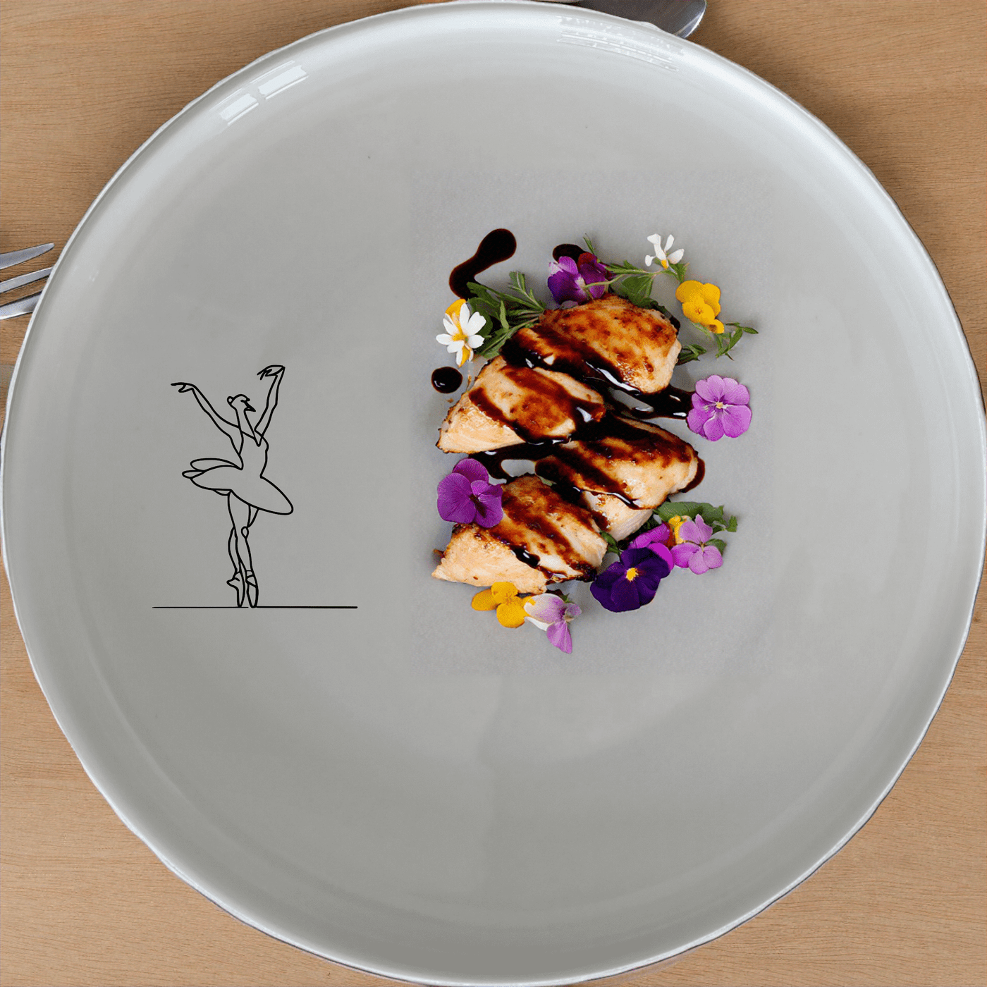 Swan Ballet Dancer Side Plate Set of 4 - Range 4 is a stunning and elegant set of four white ceramic side plates, each featuring a laser-etched swan morphing into a ballet dancer design.