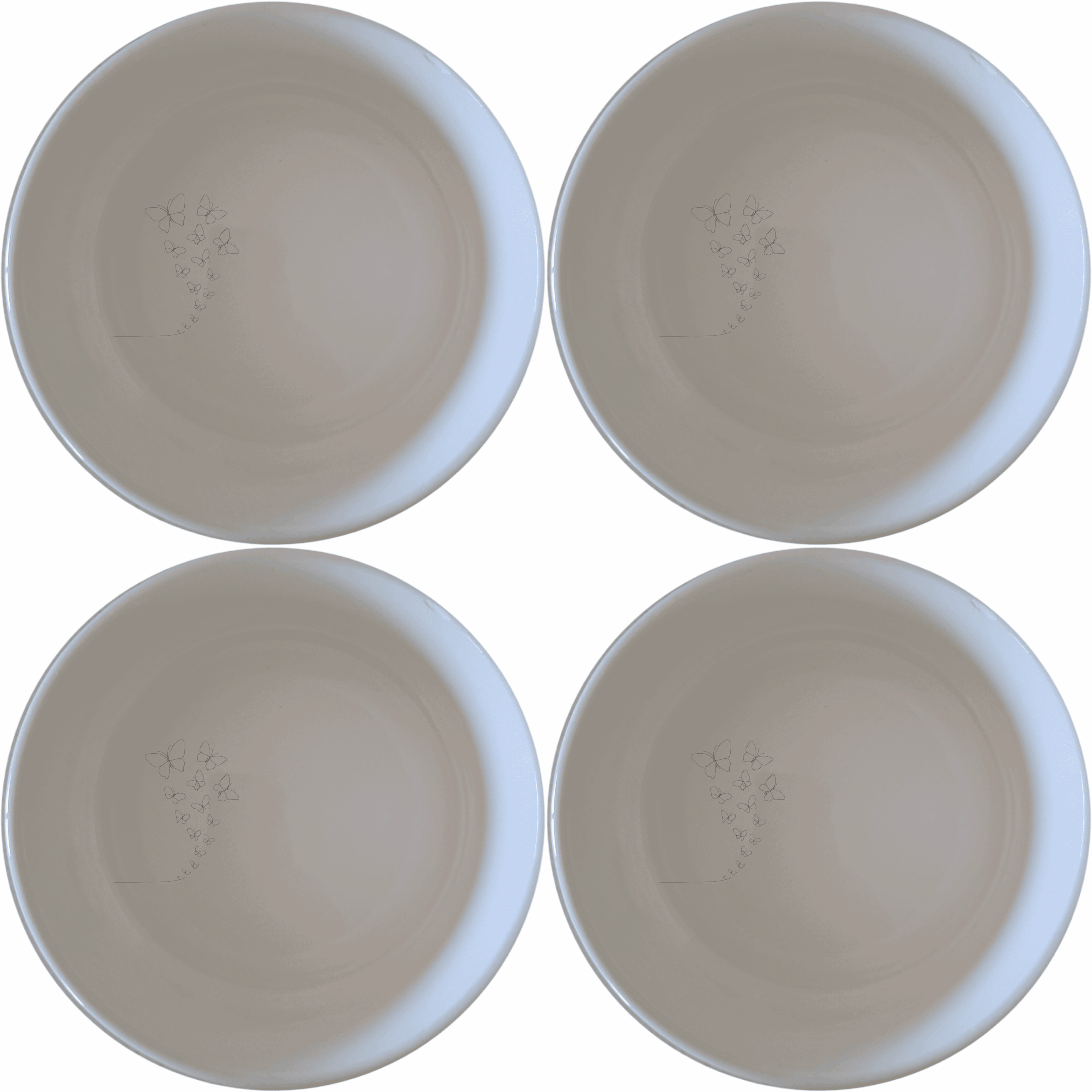 The Swarm Delicate Butterflies Bowl Set of 4 - Range 4 is a beautiful and elegant addition to any kitchen. These white ceramic bowls feature a delicate laser-etched design of butterflies, making them perfect for everyday use or special occasions.