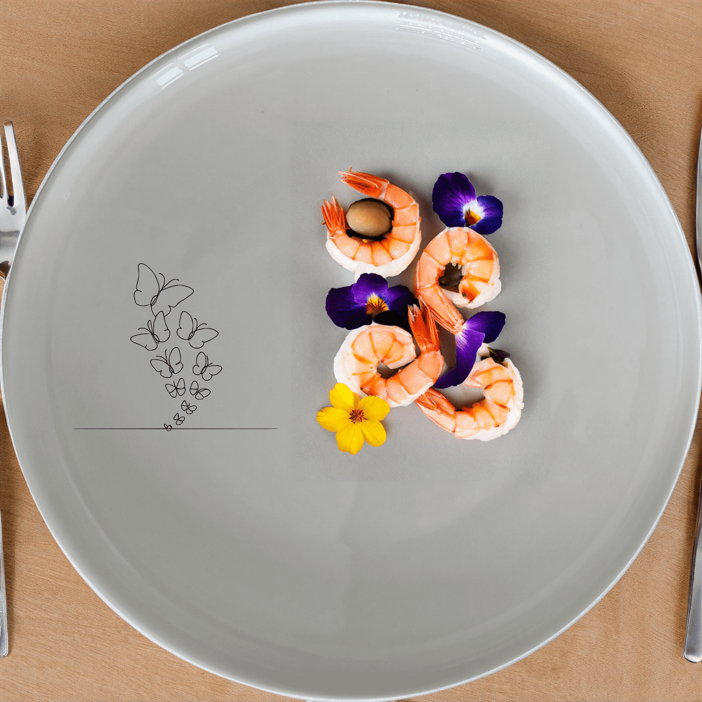 Swarm Delicate Butterflies Dinner Plate Set of 4 - Range 2 is a stunning set of four dinner plates featuring an intricate laser-etched butterfly design. Perfect for any dining occasion.