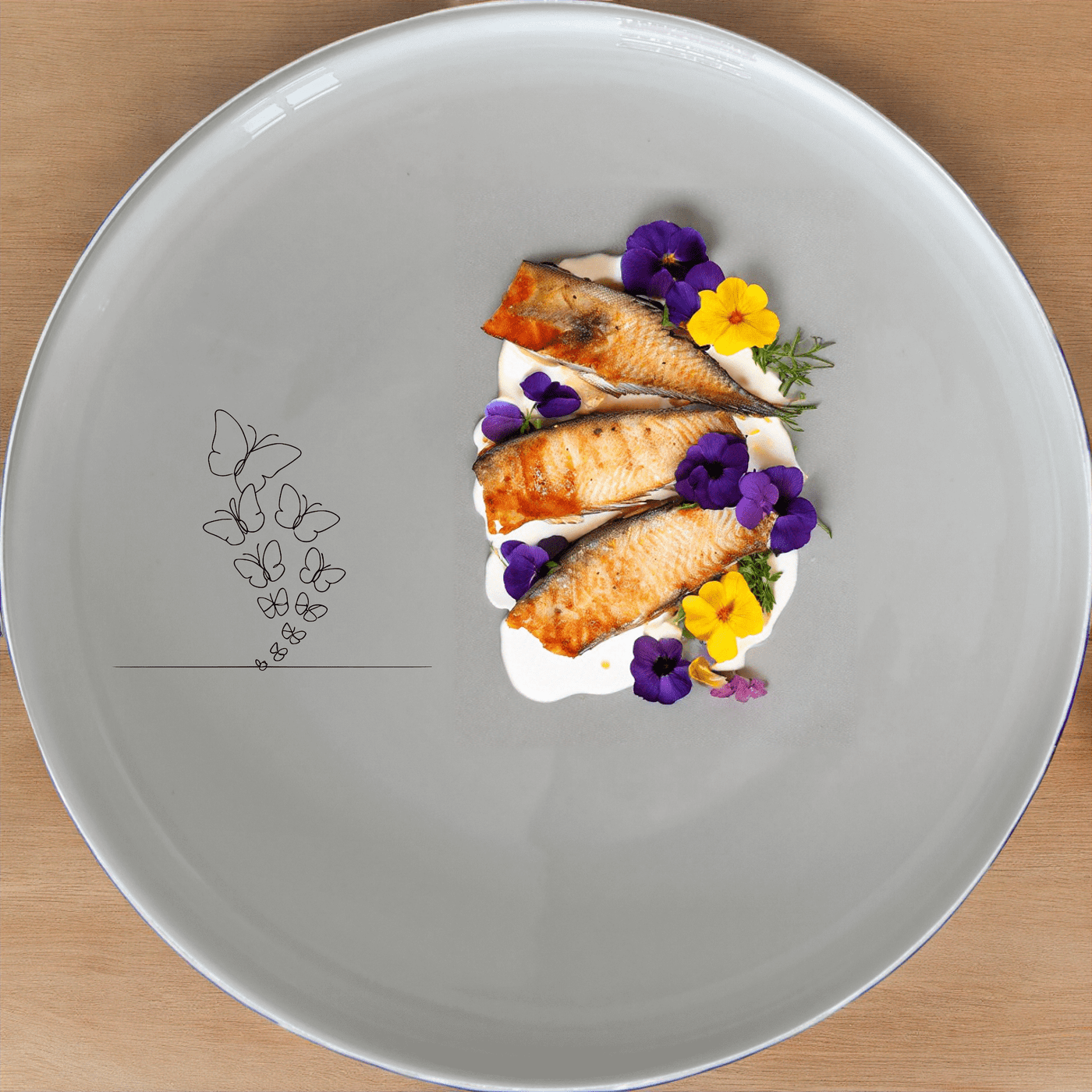 The Swarm Delicate Butterflies Side Plate Set of 4 - Range 2 features an elegant laser-etched design perfect for any dining occasion.