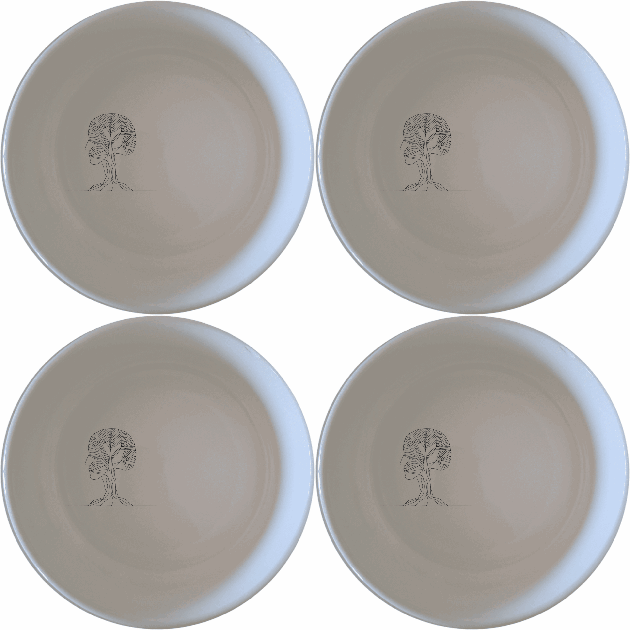 Tree Morphing Face Bowl Set of 4 - Range 1 is a unique and stylish addition to your kitchen, featuring an abstract design.