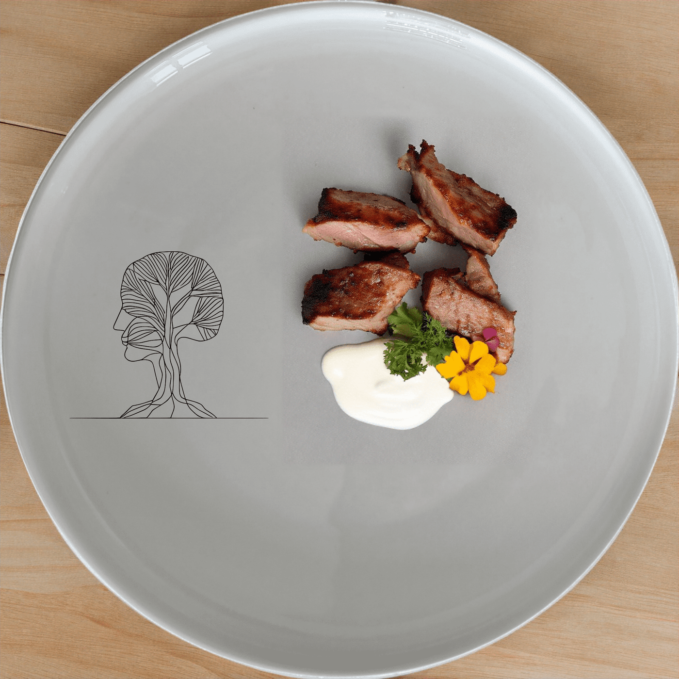Tree Morphing Face Side Plate Set of 4 - Range 1 offers a unique abstract design perfect for modern dining settings.