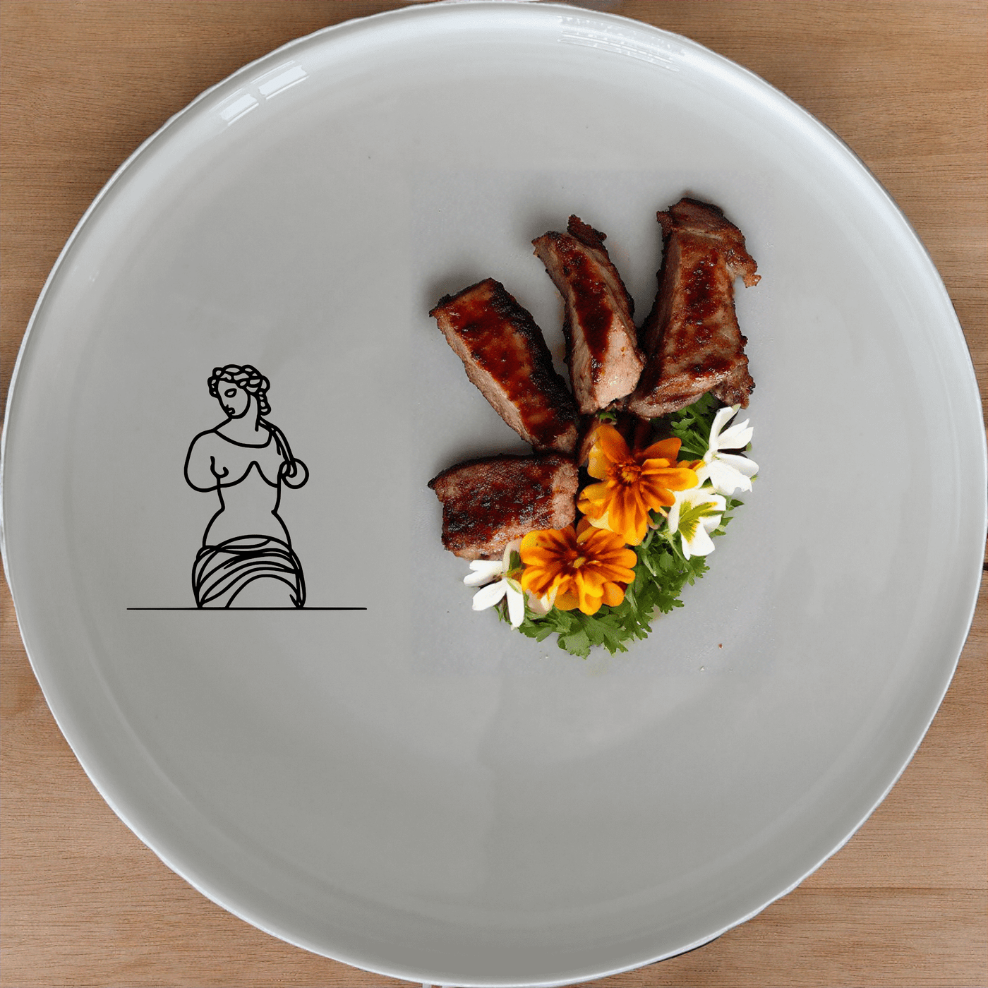 Venus Milo Dinner Plate Set of 4 - Range 3 is a stunning collection of white ceramic plates featuring an elegant laser-etched design.