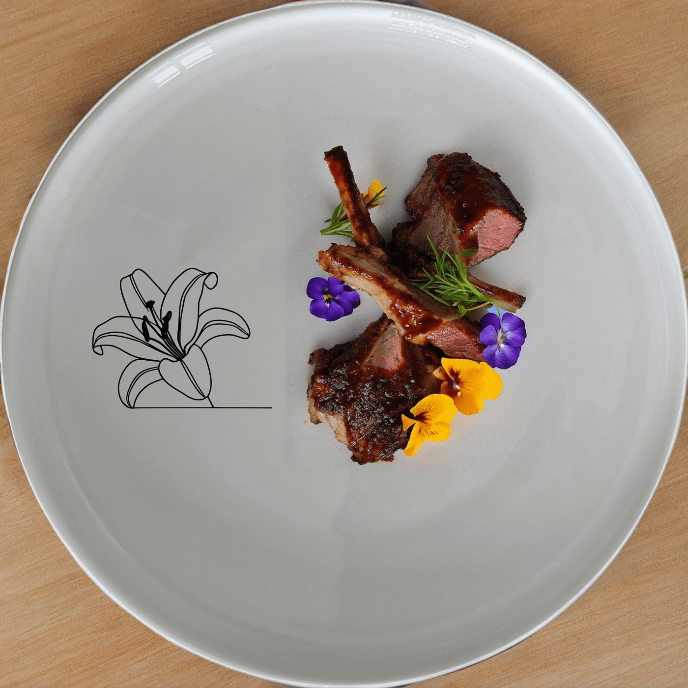 The Easter Lilly Dinner Plate Set of 4 - Range 4 features a delicate white ceramic design with an elegant Easter lily illustration, perfect for any dining occasion.