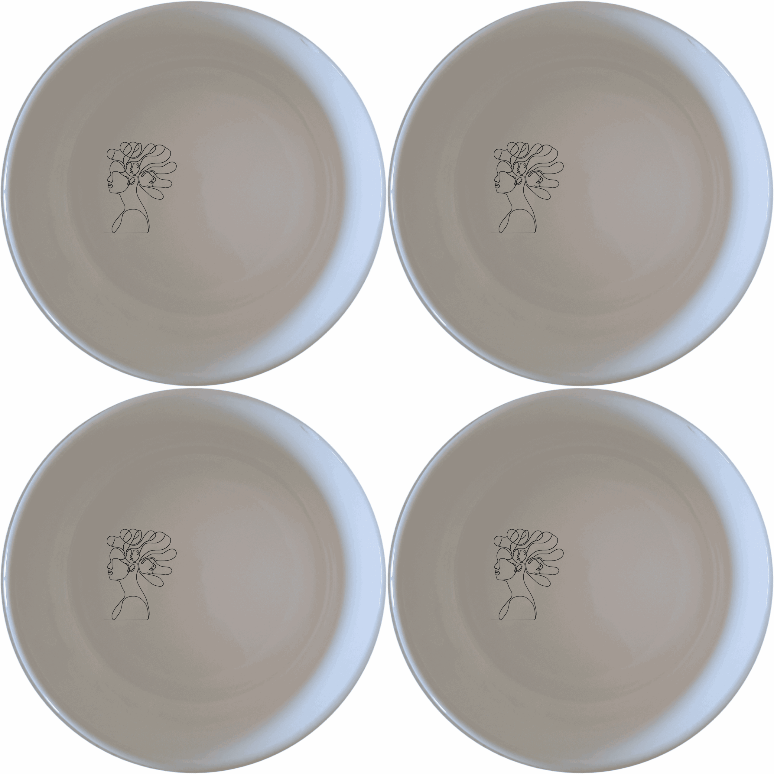Faces Hair Ceramic Bowl Set of 4 offers a modern, minimalist design perfect for any kitchen. This set of four 12cm bowls features a subtle abstract face and hair design, making them both functional and stylish. Ideal for everyday use or special occasions.