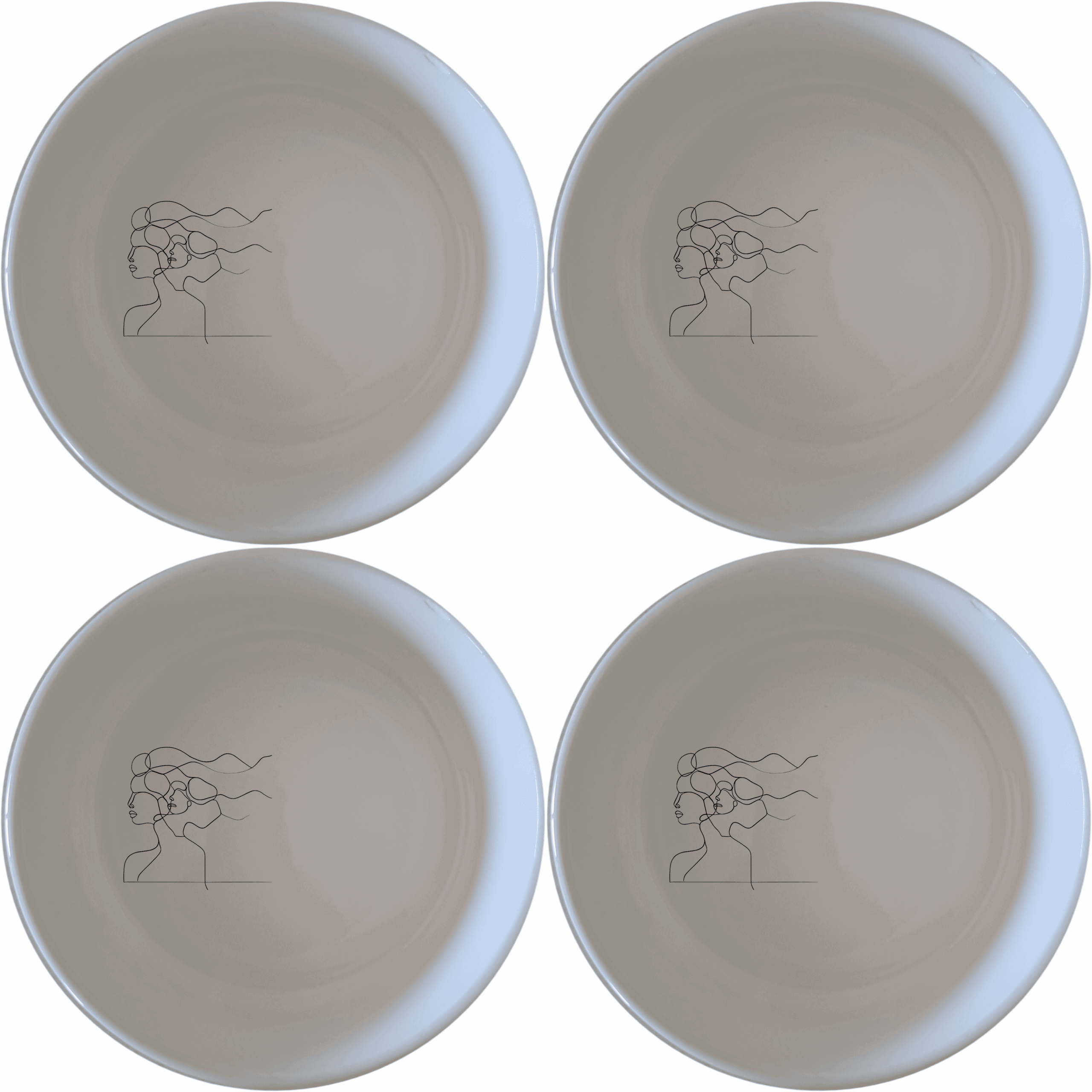 The Woman Faces Hair Bowl Set of 4 features minimalist designs perfect for modern kitchens and dining spaces.