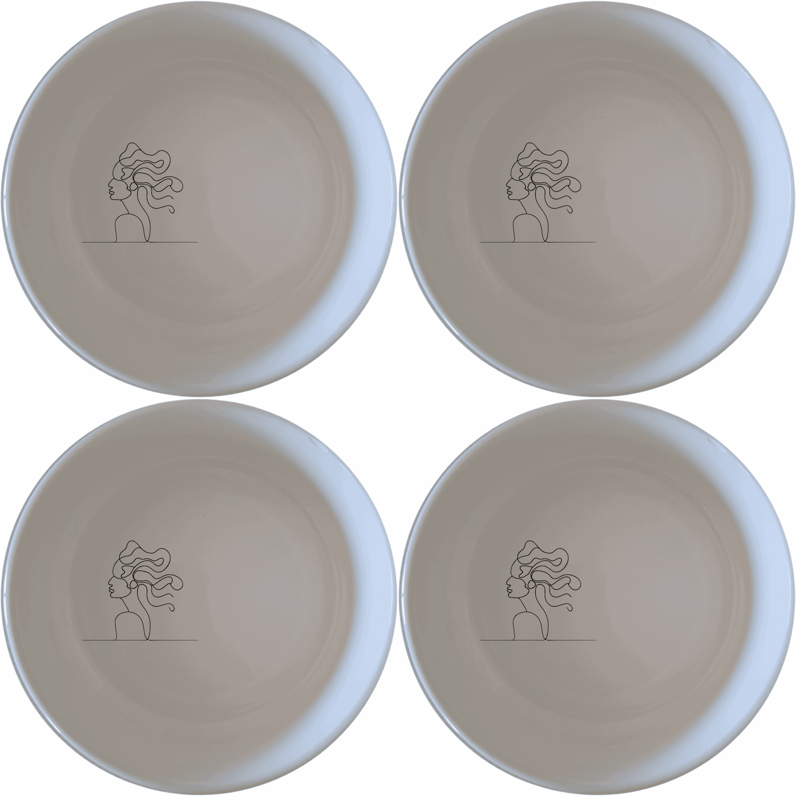The Woman Faces Hair Bowl Set of 4 features minimalist line art designs, perfect for modern home decor and everyday use.