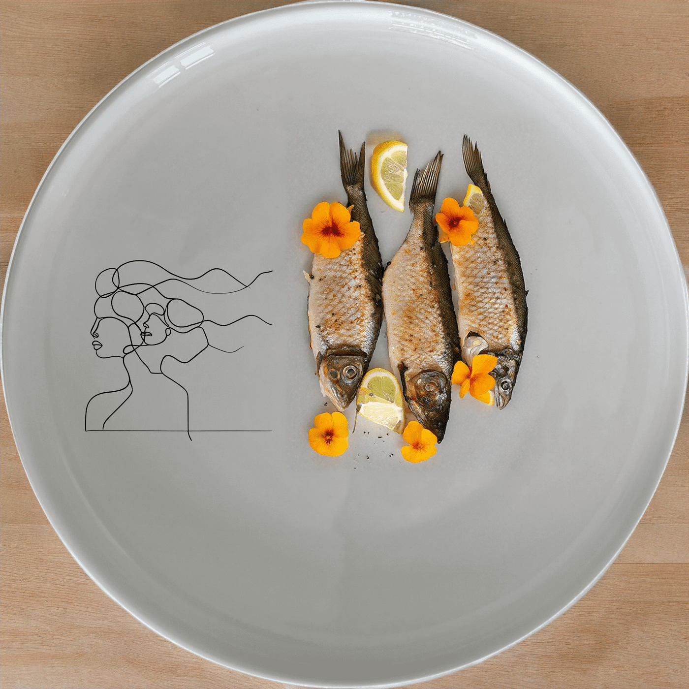 The Woman Faces Hair Dinner Plate Set of 4 features an abstract design that adds a modern touch to your dining experience.