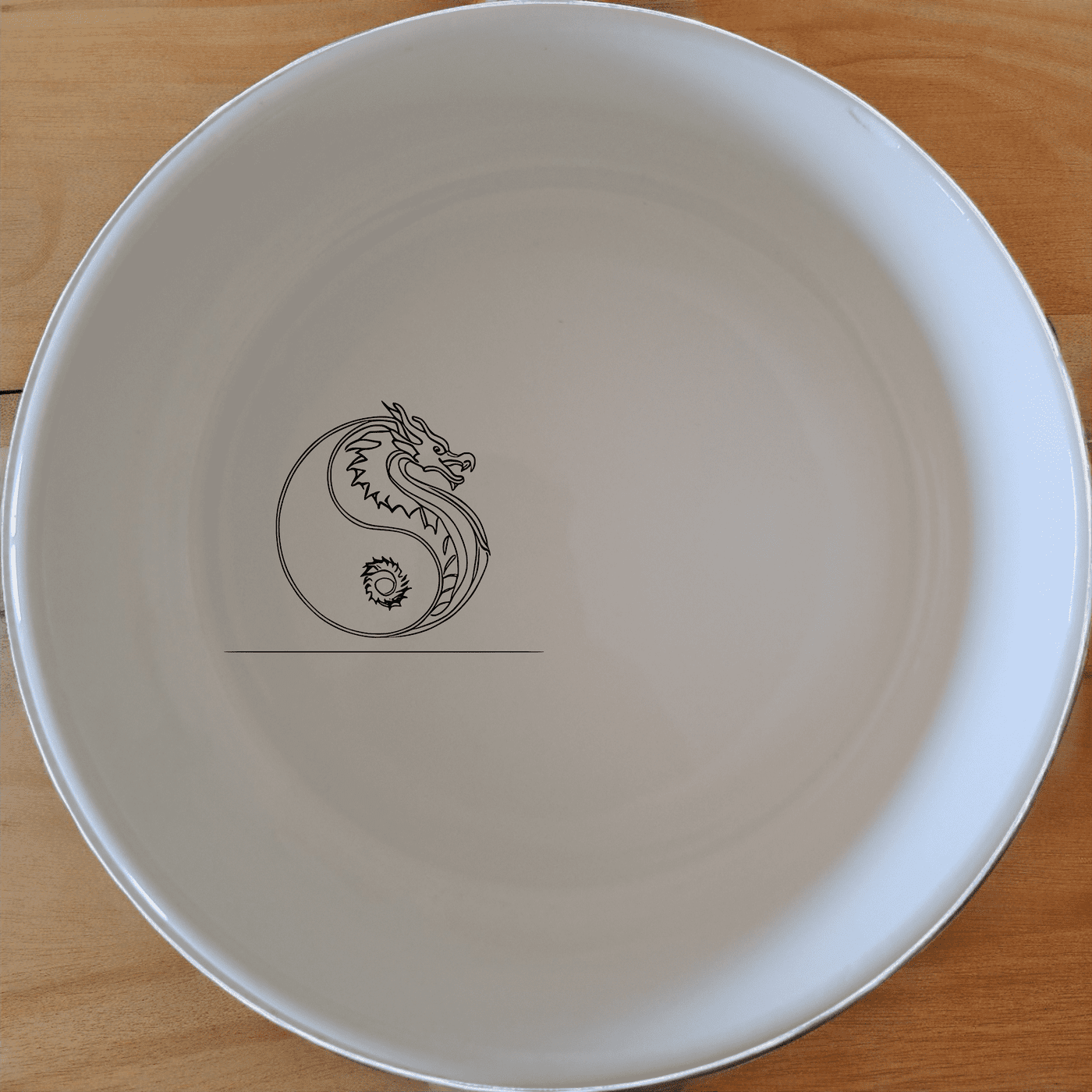 Yingyang Chinese Dragons Bowl Set of 4 - Range 1 is a stunning set of four white ceramic bowls featuring an intricate yin-yang dragon design, perfect for any dining occasion.