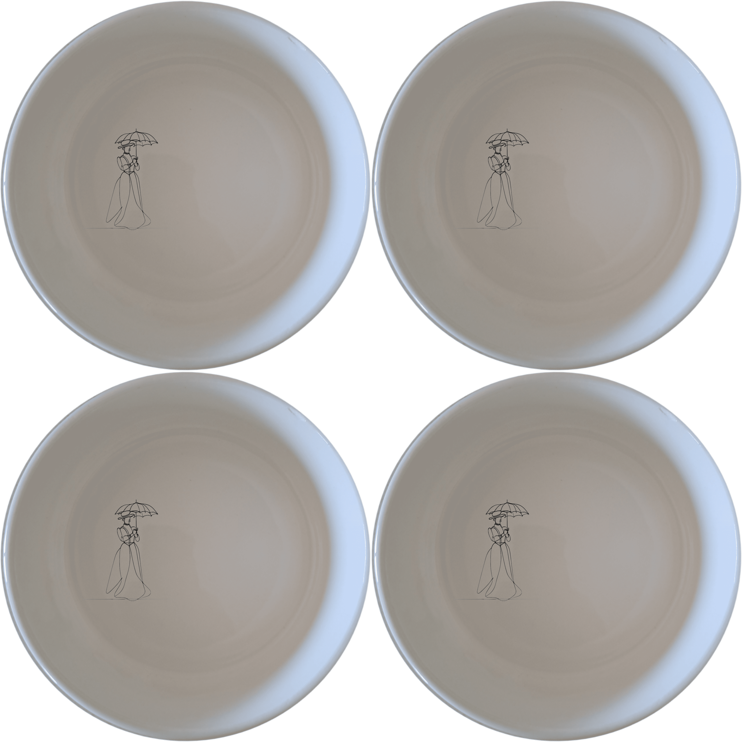 Victorian Woman Umbrella Bowl Set of 4 - Range 4 is a stylish and elegant set of four bowls, perfect for any dining occasion.