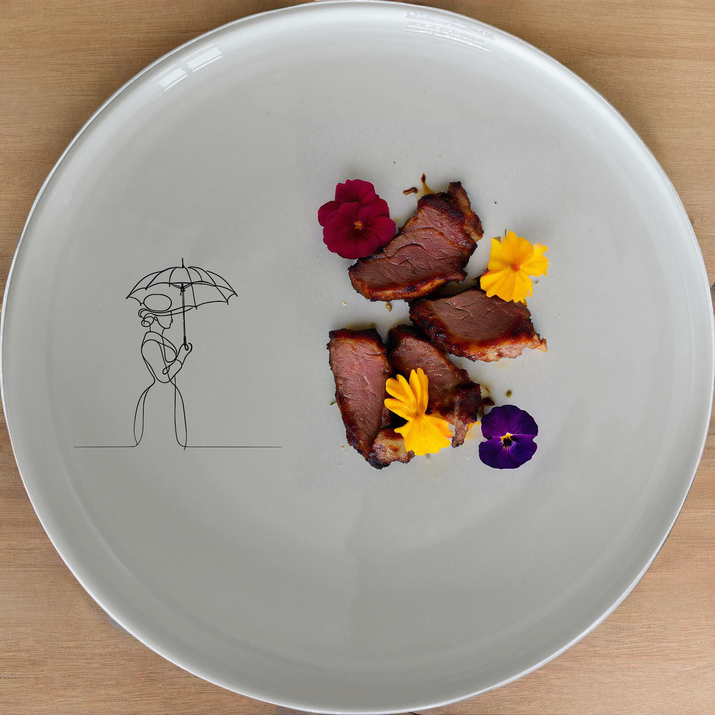Victorian Woman Umbrella Dinner Plate Set of 4 - Range 1 is a stylish and elegant dinner plate set featuring a beautiful Victorian woman with an umbrella design.