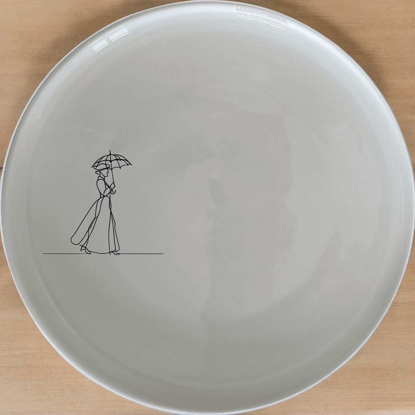Victorian Woman Umbrella Dinner Plate Set of 4 - Range 2 is a stylish and elegant dinner plate set featuring a Victorian woman with an umbrella design.