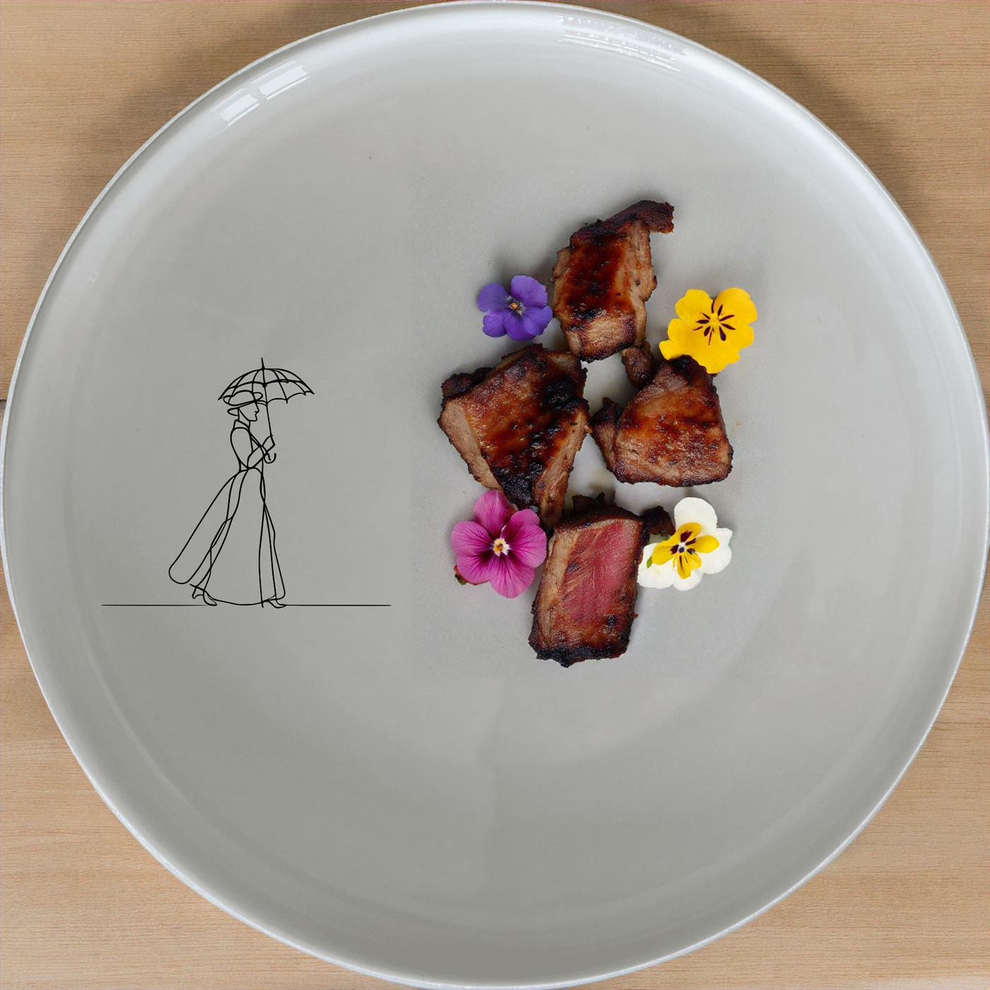 Victorian Woman Umbrella Dinner Plate Set of 4 - Range 2 is a stylish and elegant dinner plate set featuring a Victorian woman with an umbrella design.