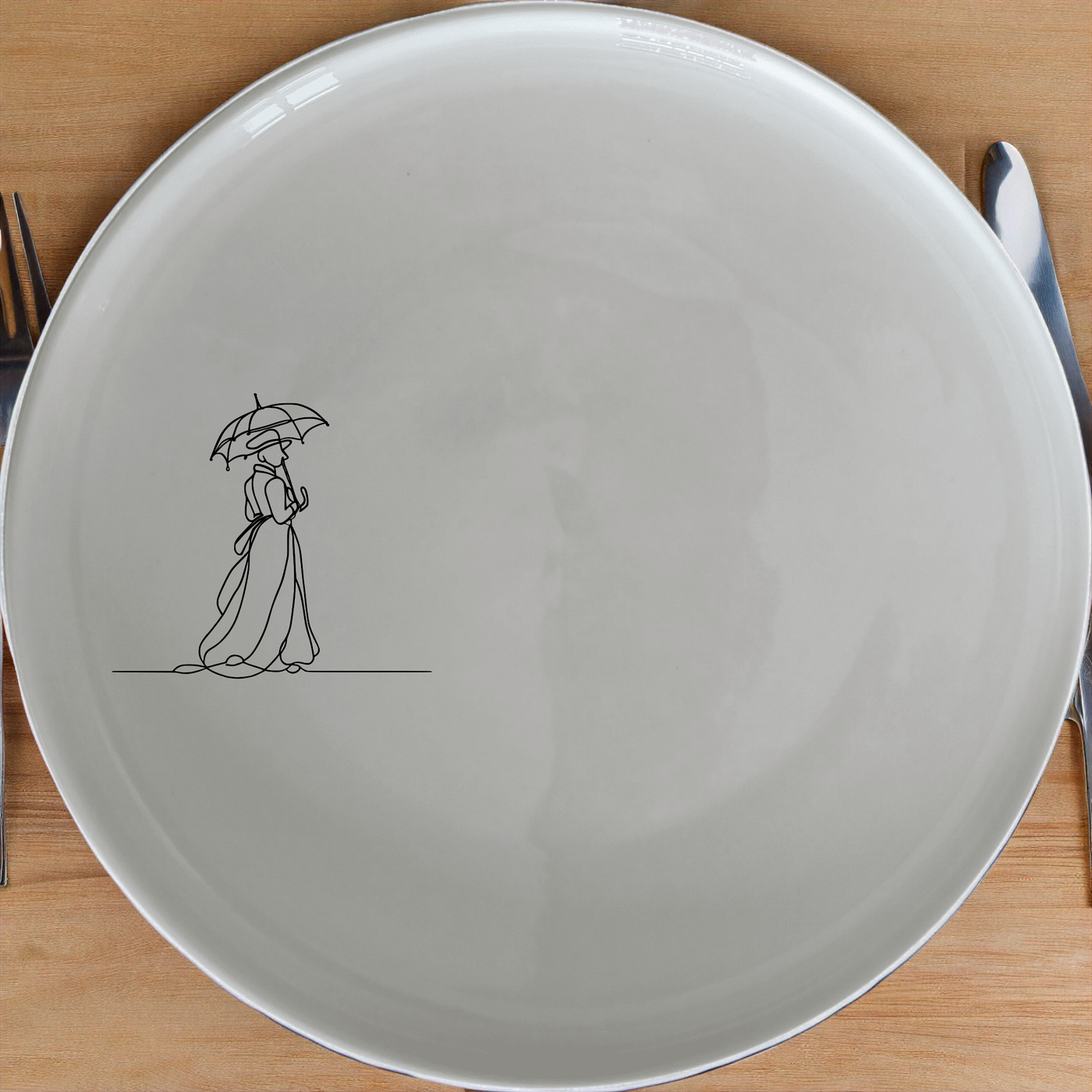 Victorian Woman Umbrella Dinner Plate Set of 4 - Range 3 features elegant designs perfect for any dining table.