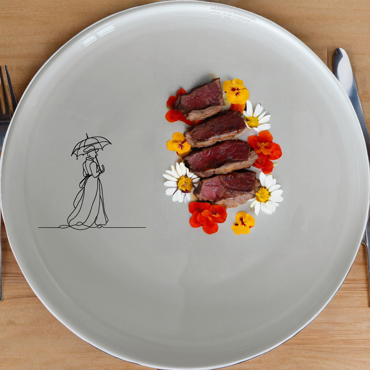 Victorian Woman Umbrella Dinner Plate Set of 4 - Range 3 features elegant designs perfect for any dining table.