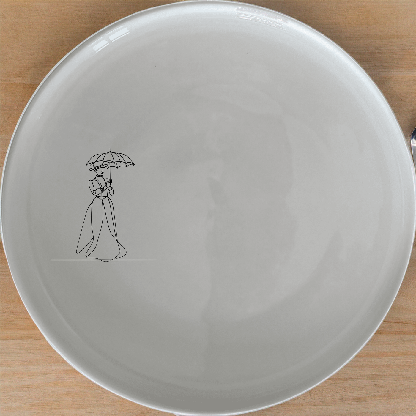 Victorian Woman Umbrella Dinner Plate Set of 4 - Range 4 features elegant abstract designs perfect for any dining table.