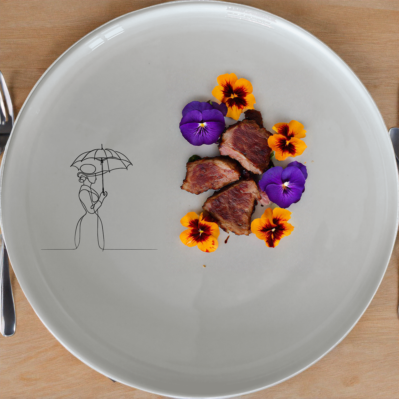 Victorian Woman Umbrella Side Plate Set of 4 - Range 1 adds a touch of elegance to any dining table.