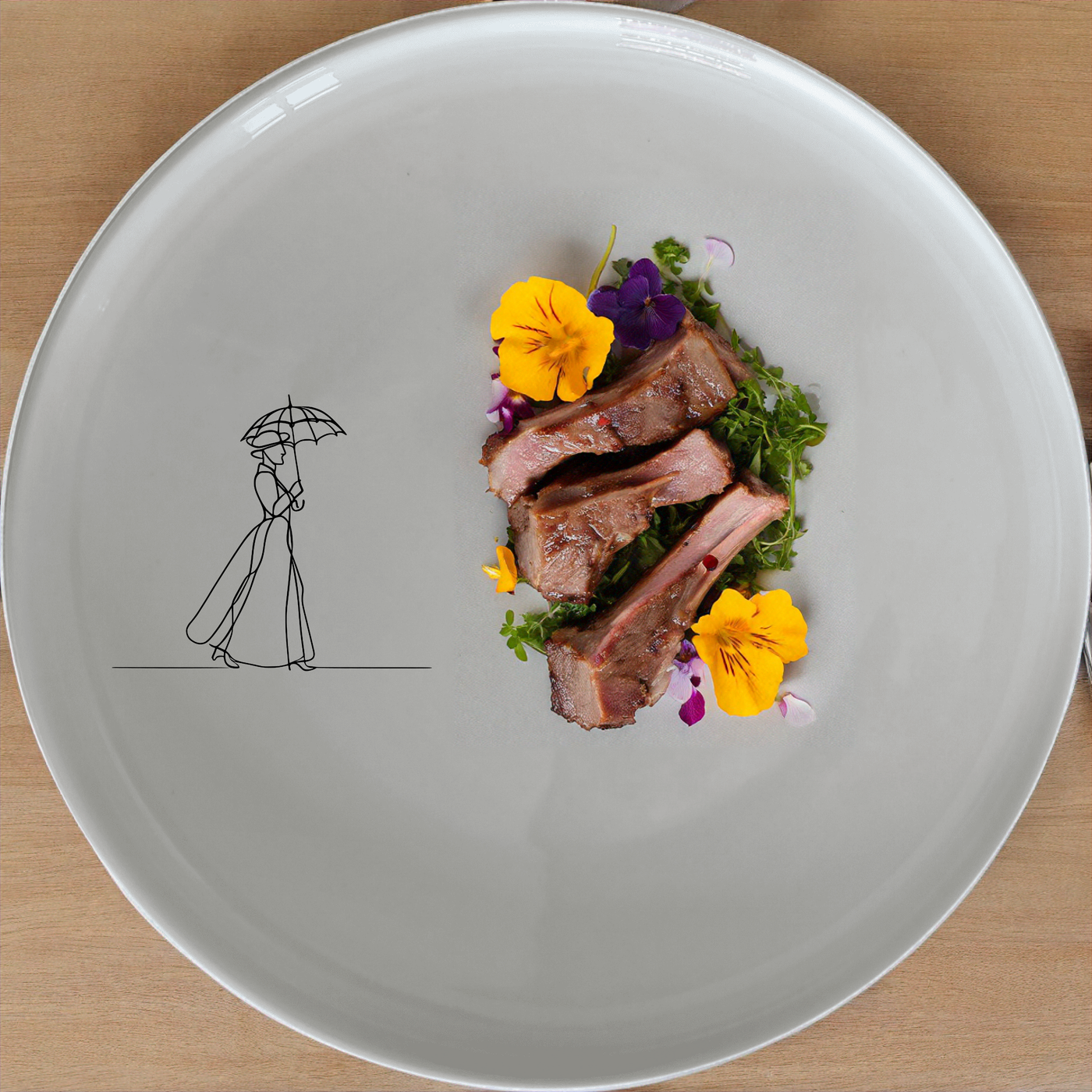 Victorian Woman Umbrella Side Plate Set of 4 - Range 2 offers elegant, timeless design perfect for any dining table.